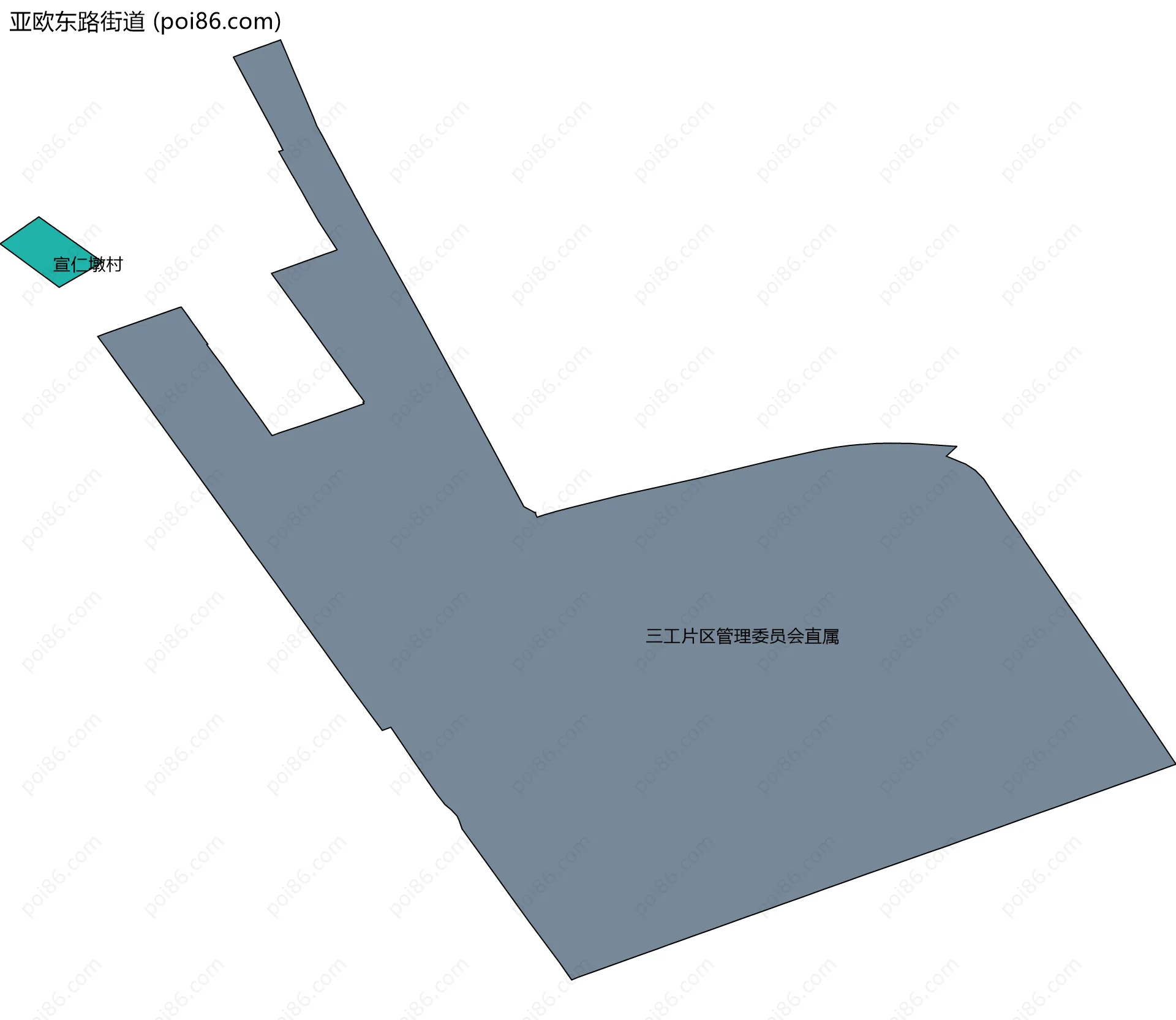 亚欧东路街道边界地图(五级行政区划)