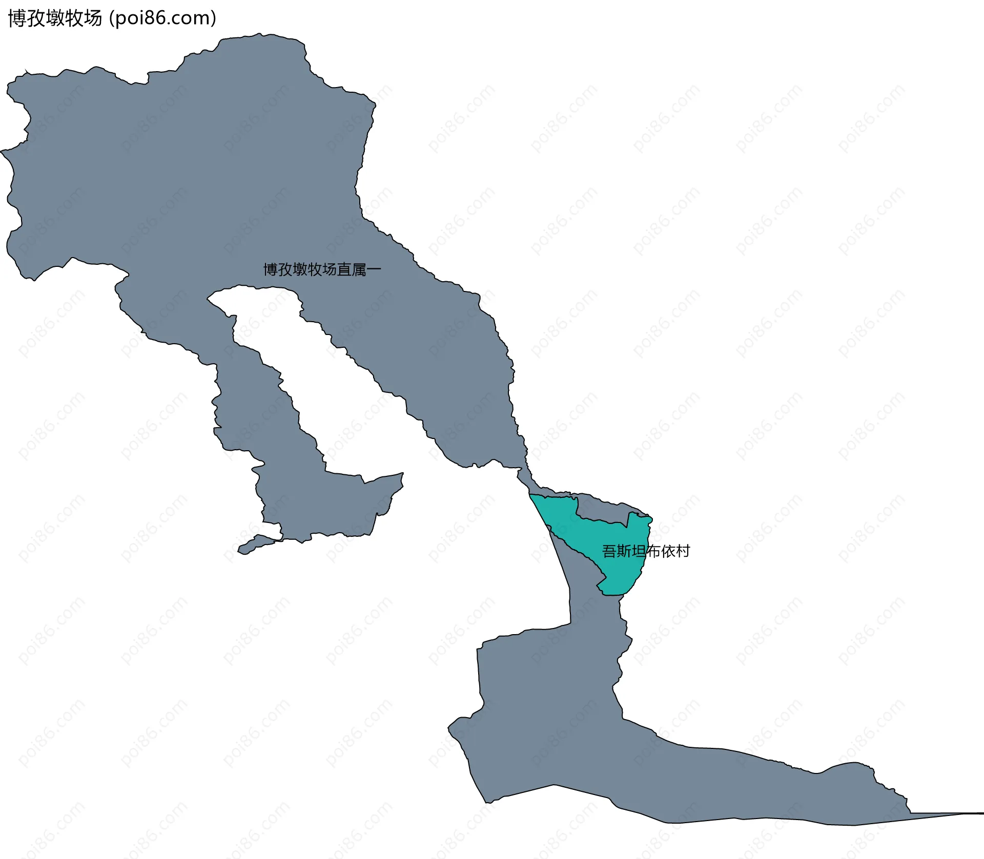 博孜墩牧场边界地图(五级行政区划)