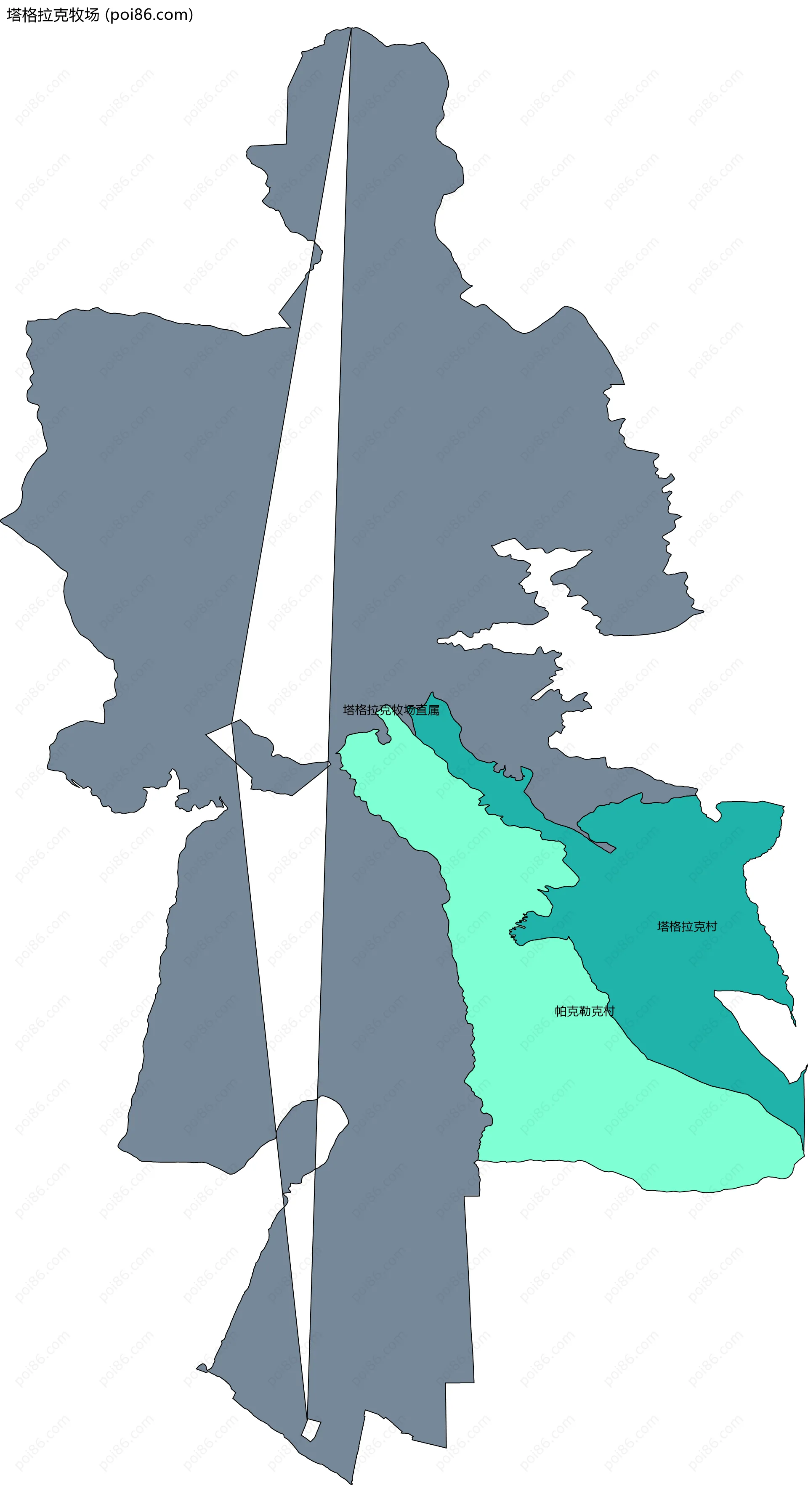 塔格拉克牧场边界地图(五级行政区划)