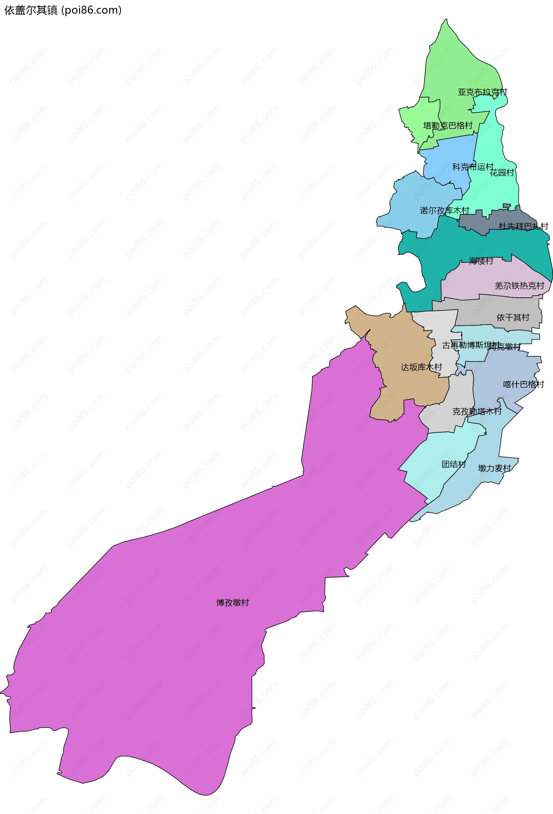 依盖尔其镇边界地图(五级行政区划)
