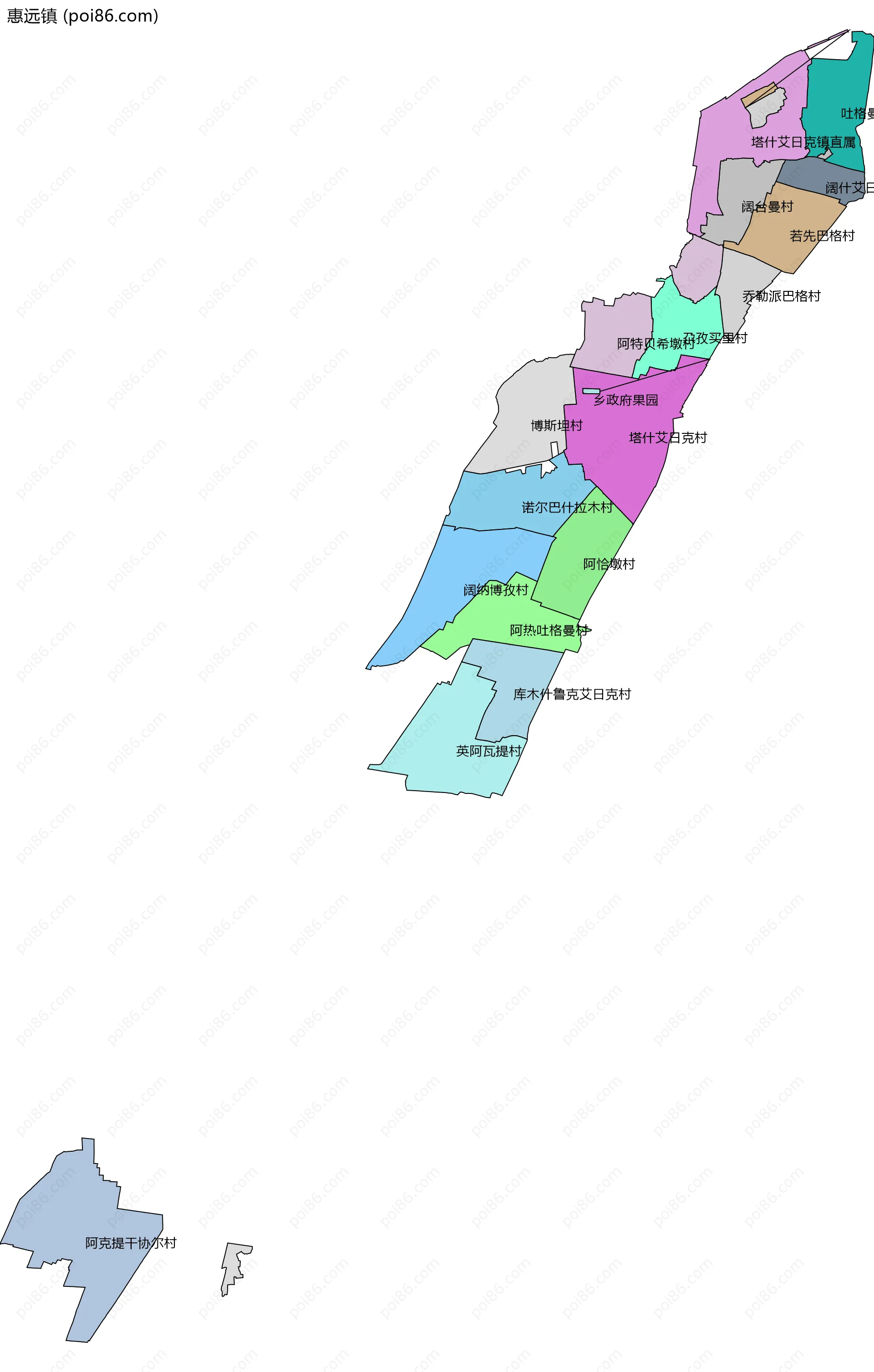 惠远镇边界地图(五级行政区划)