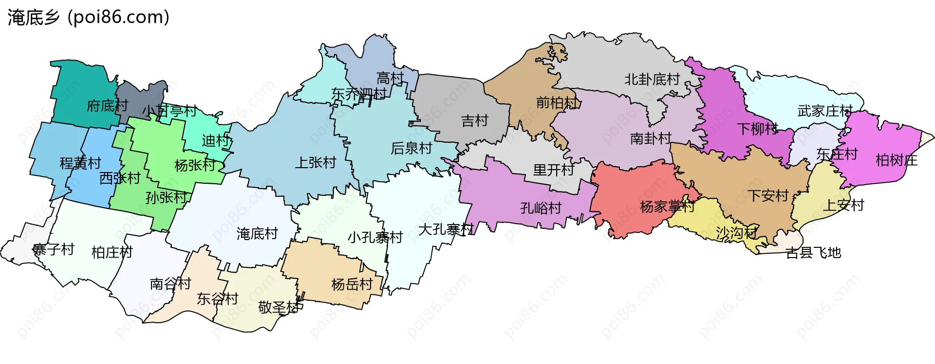 淹底乡边界地图(五级行政区划)