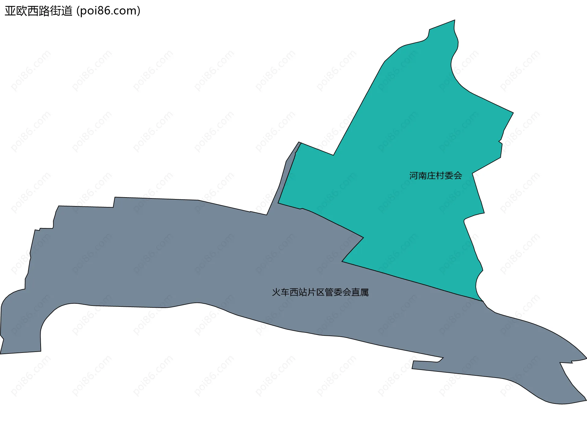 亚欧西路街道边界地图(五级行政区划)