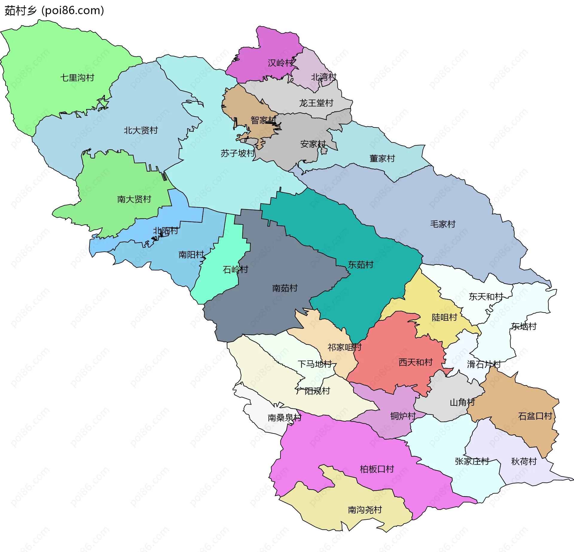 茹村乡边界地图(五级行政区划)