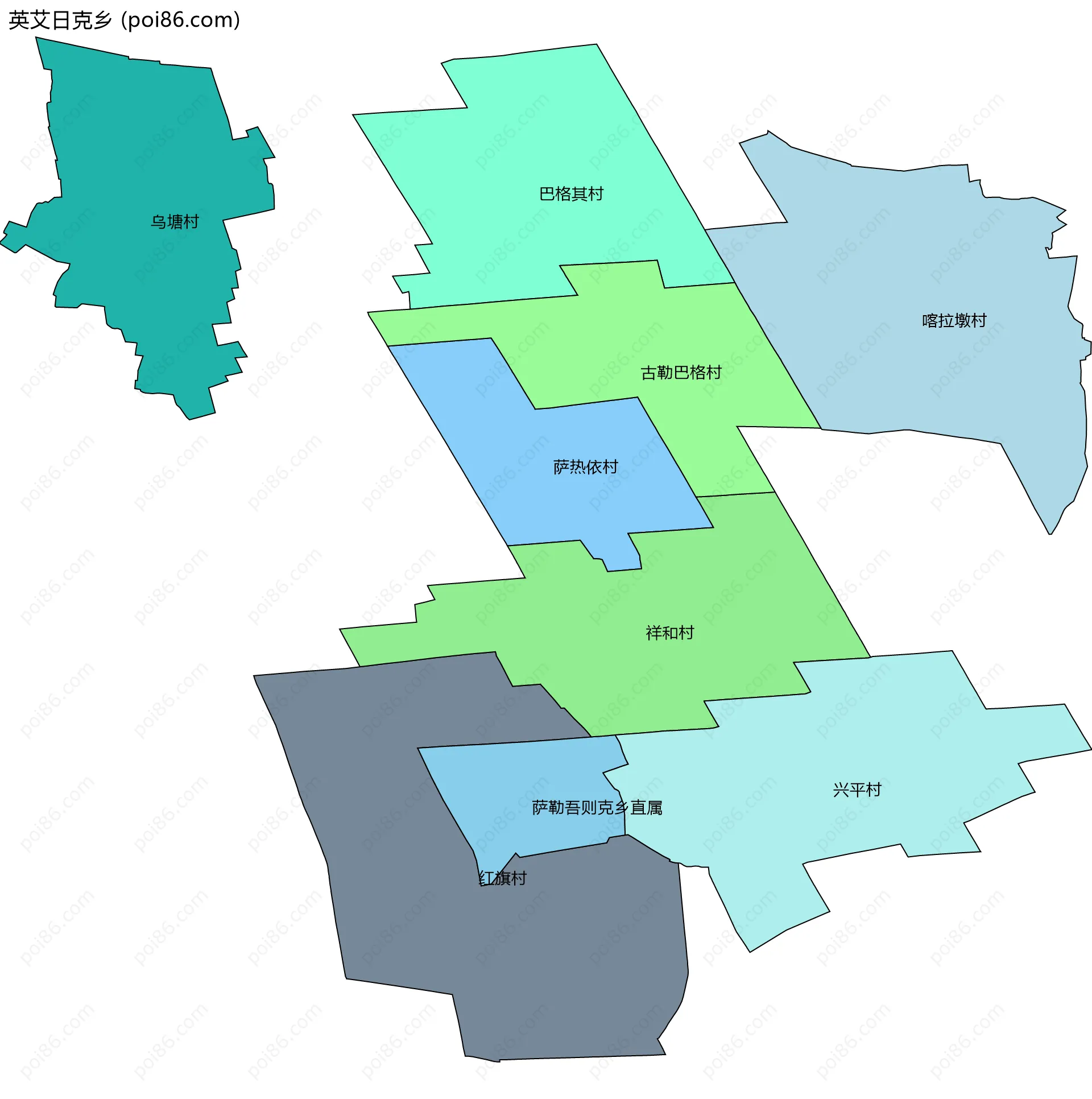 英艾日克乡边界地图(五级行政区划)