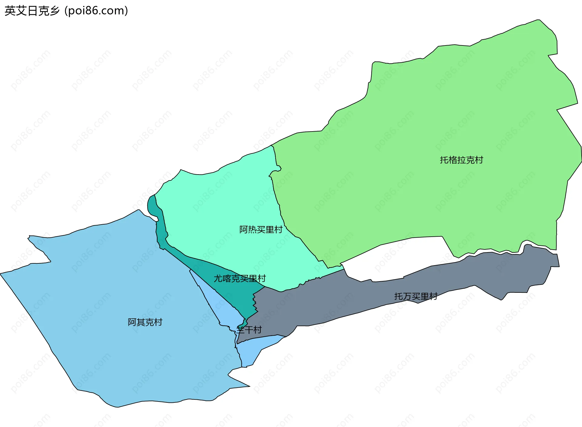 英艾日克乡边界地图(五级行政区划)