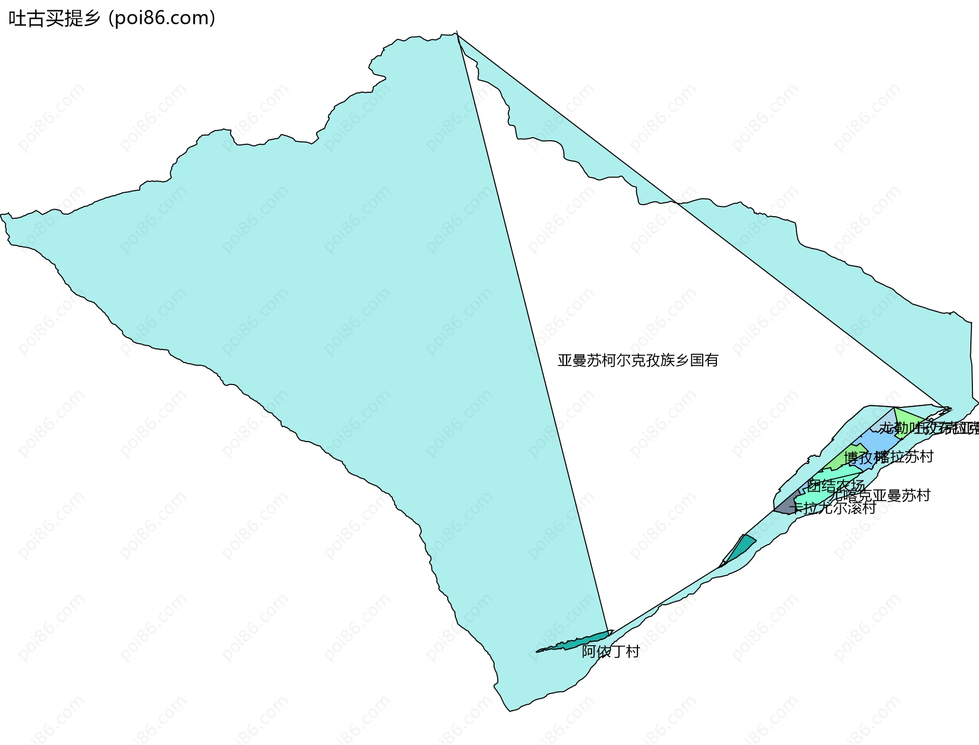吐古买提乡边界地图(五级行政区划)