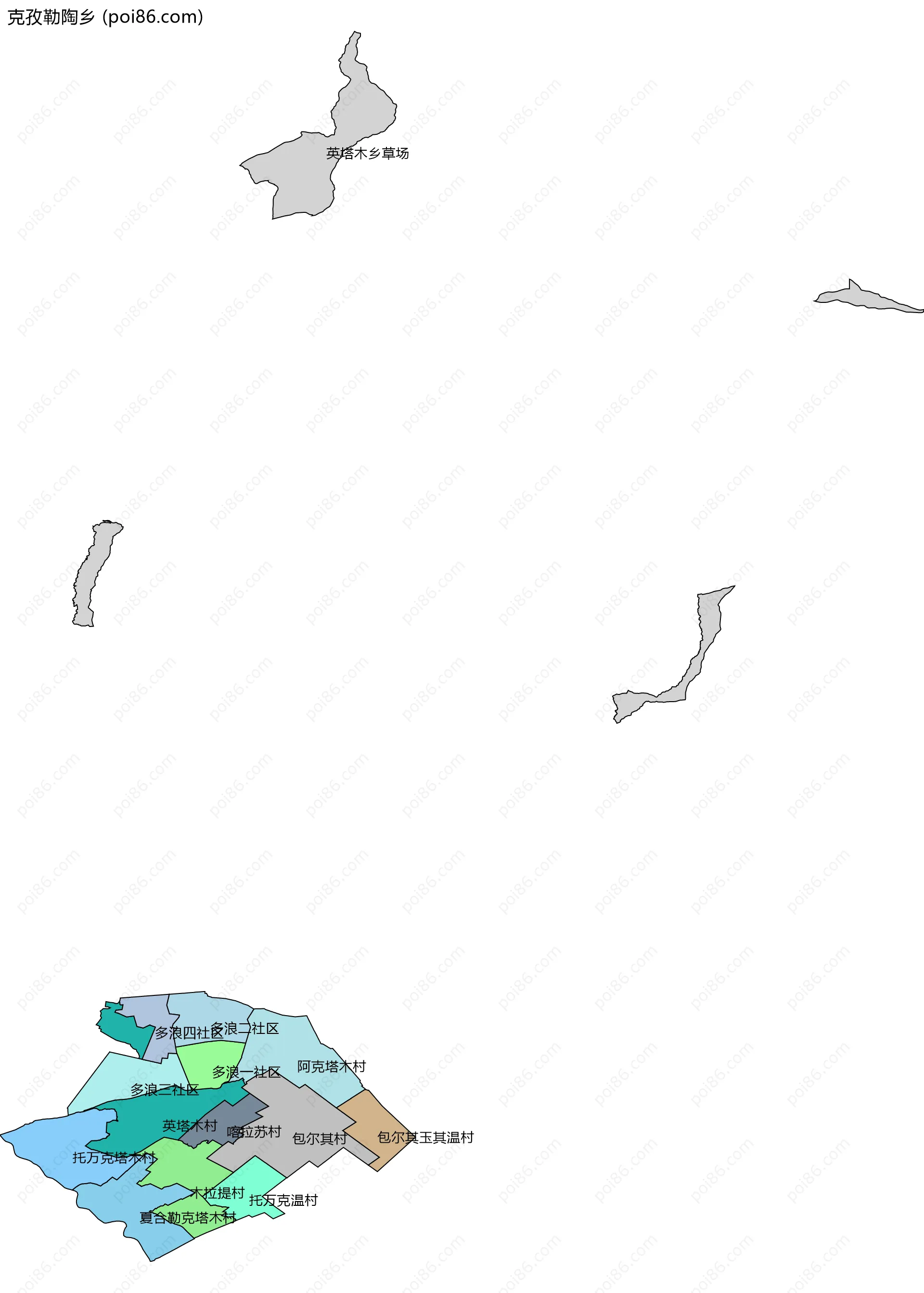 克孜勒陶乡边界地图(五级行政区划)