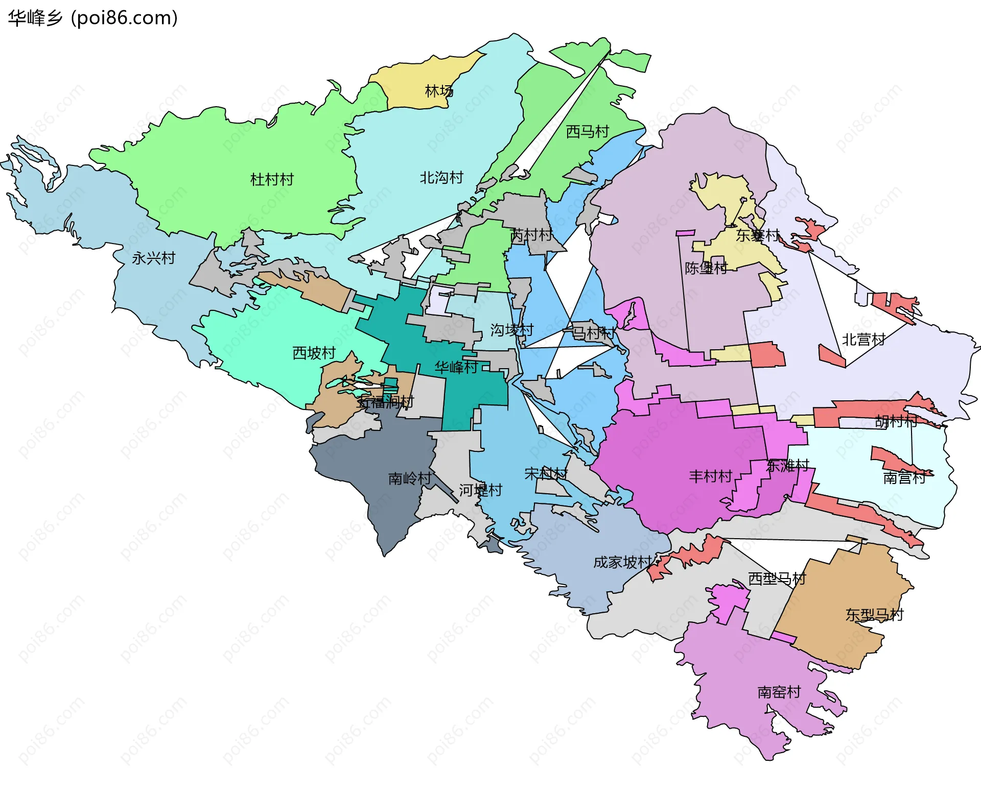 华峰乡边界地图(五级行政区划)