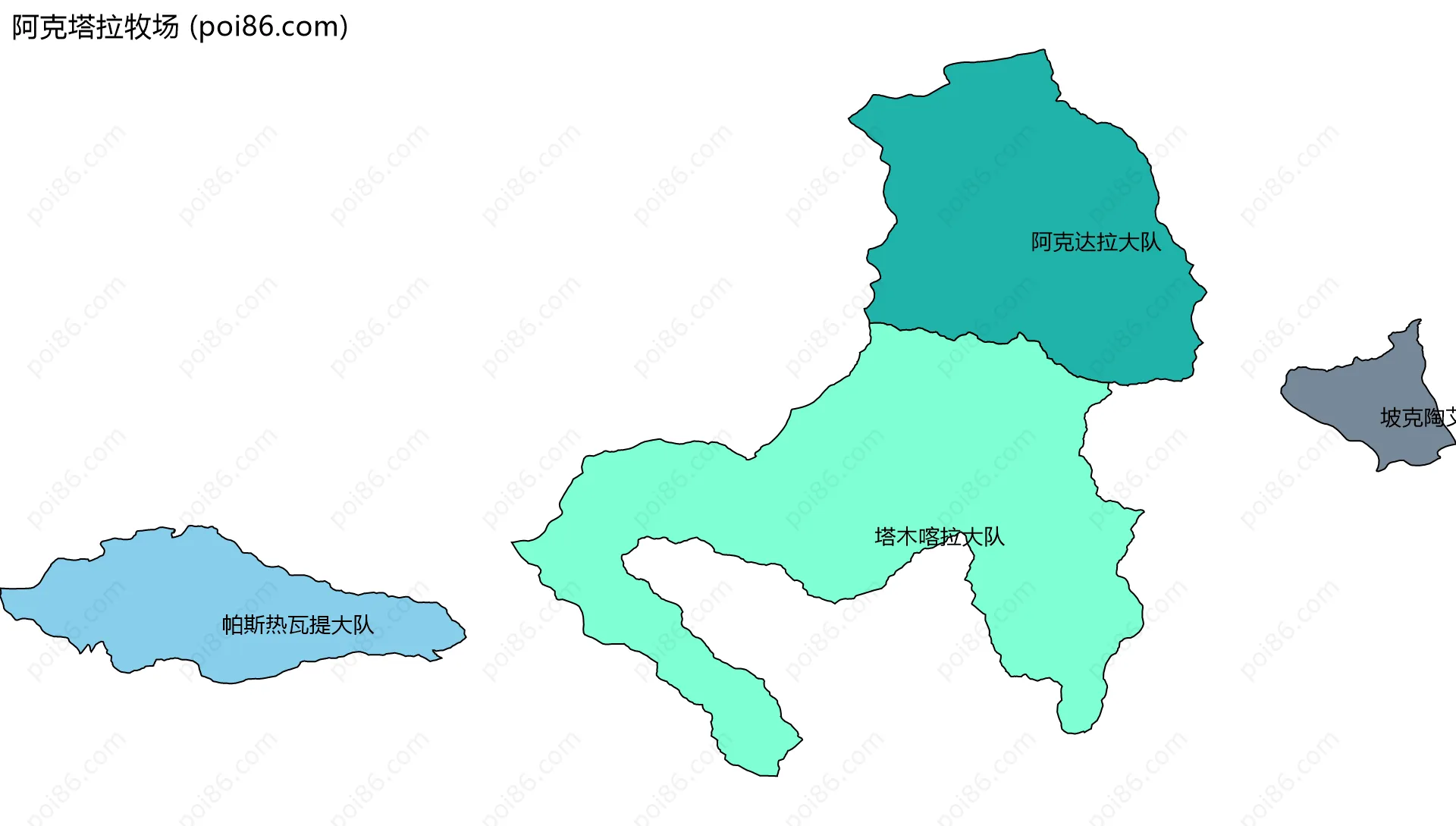 阿克塔拉牧场边界地图(五级行政区划)