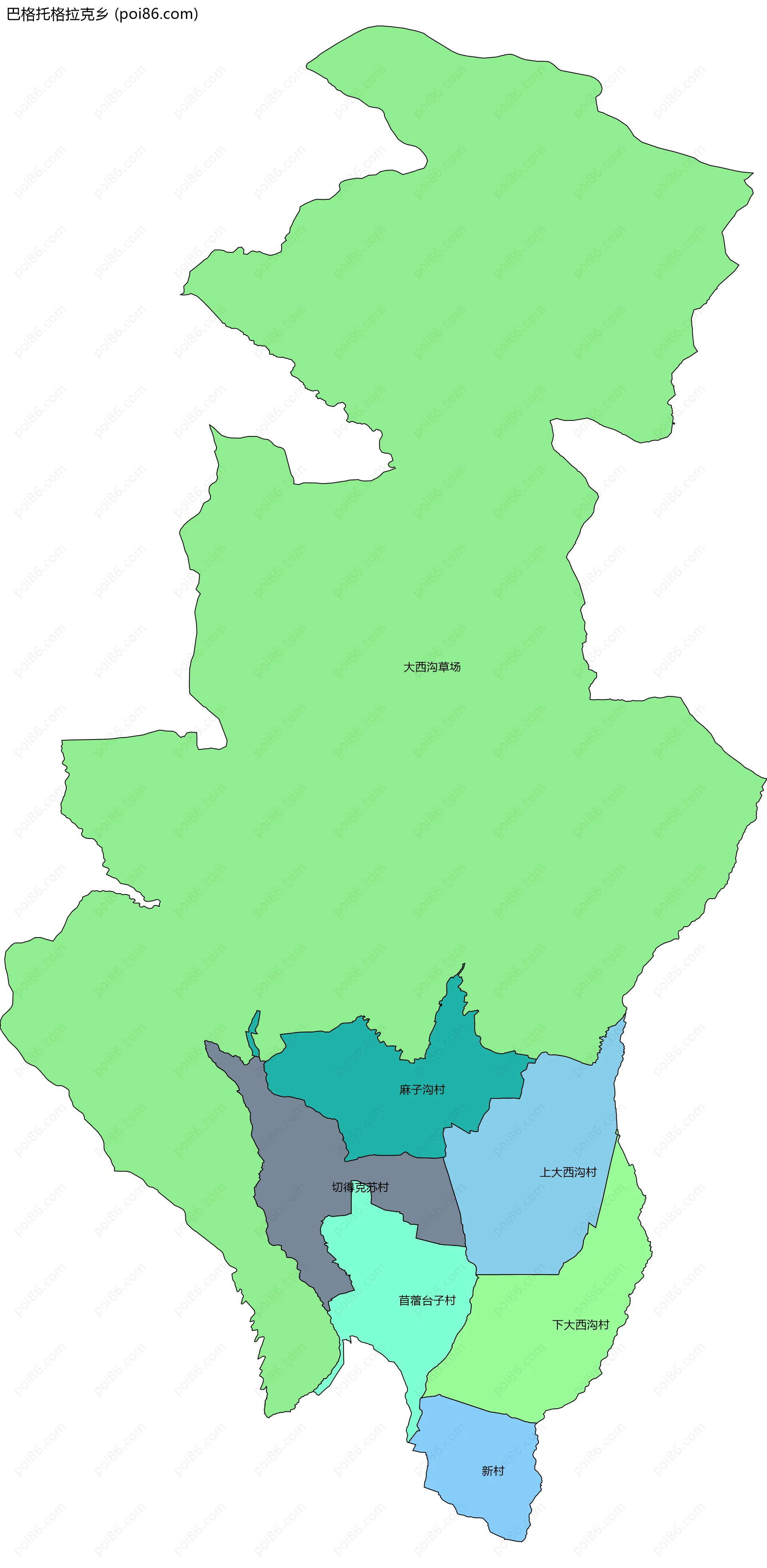 巴格托格拉克乡边界地图(五级行政区划)