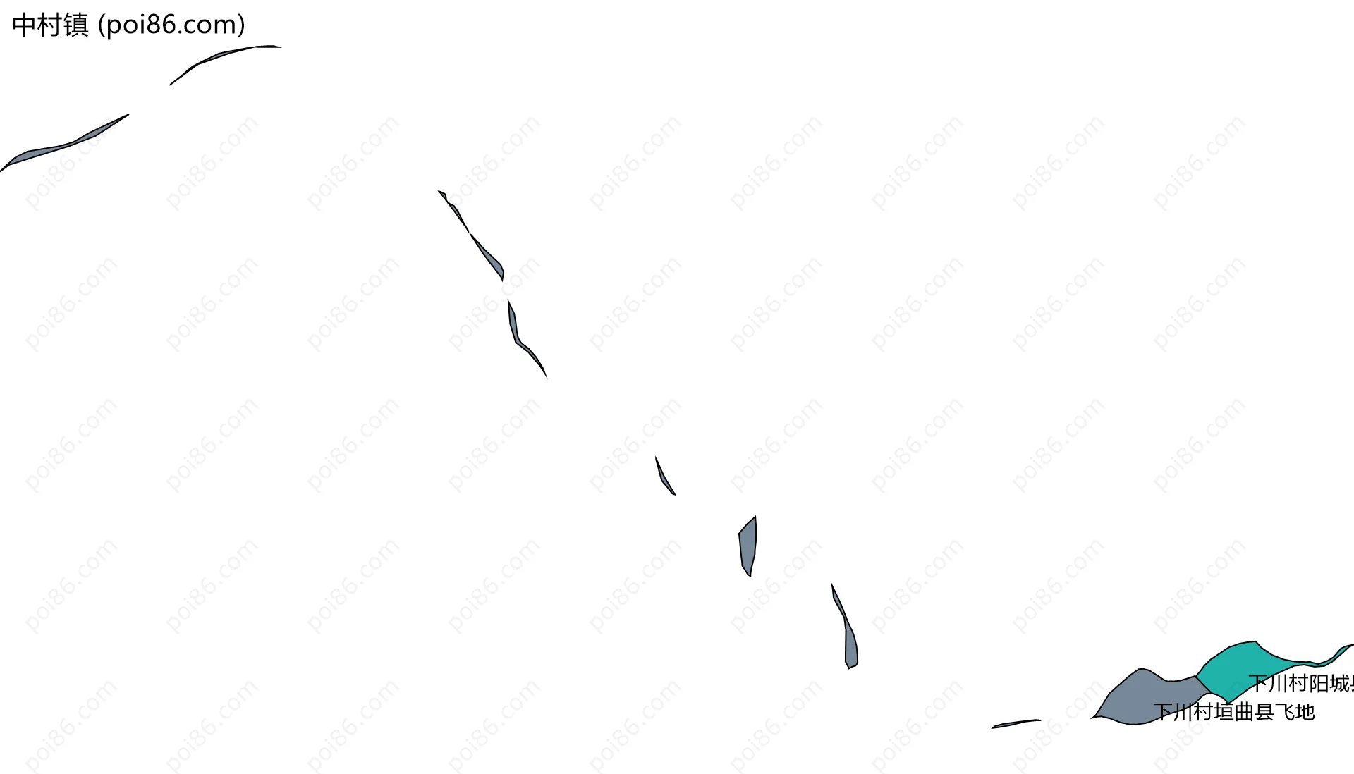 中村镇边界地图(五级行政区划)