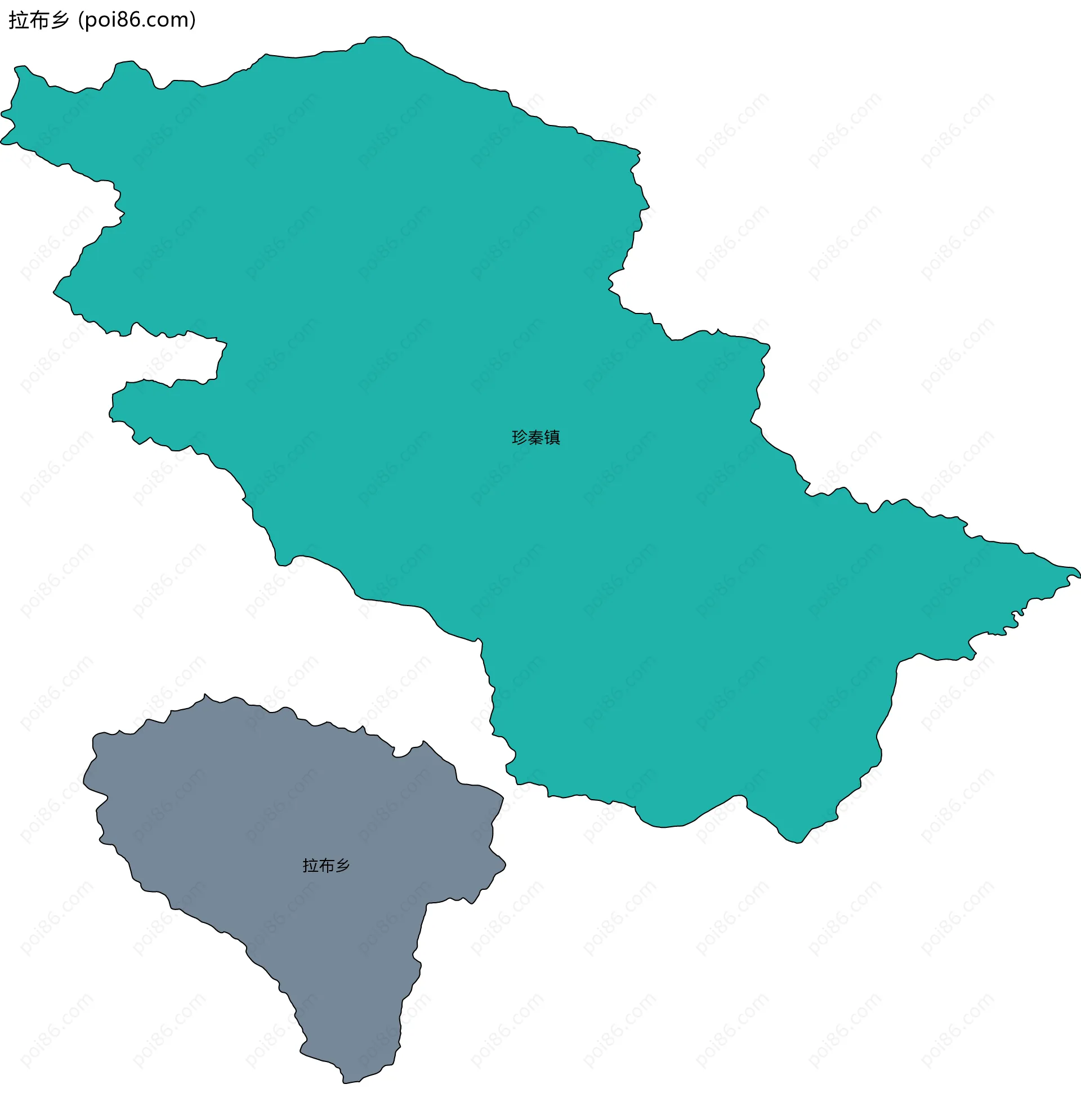 拉布乡边界地图(五级行政区划)