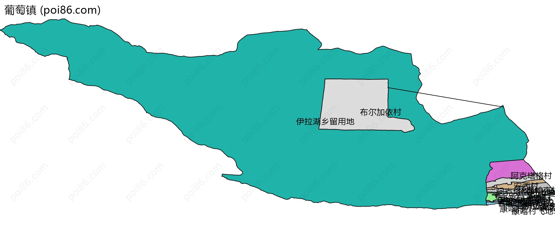 葡萄镇边界地图(五级行政区划)