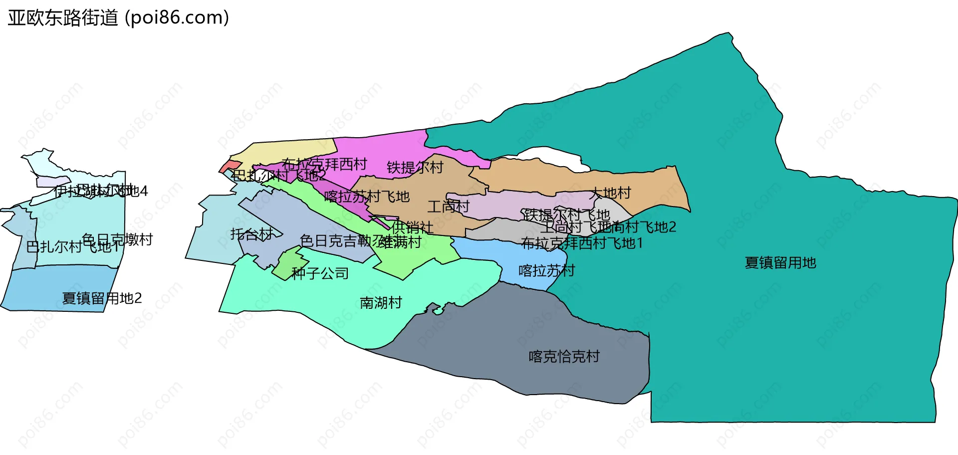 亚欧东路街道边界地图(五级行政区划)
