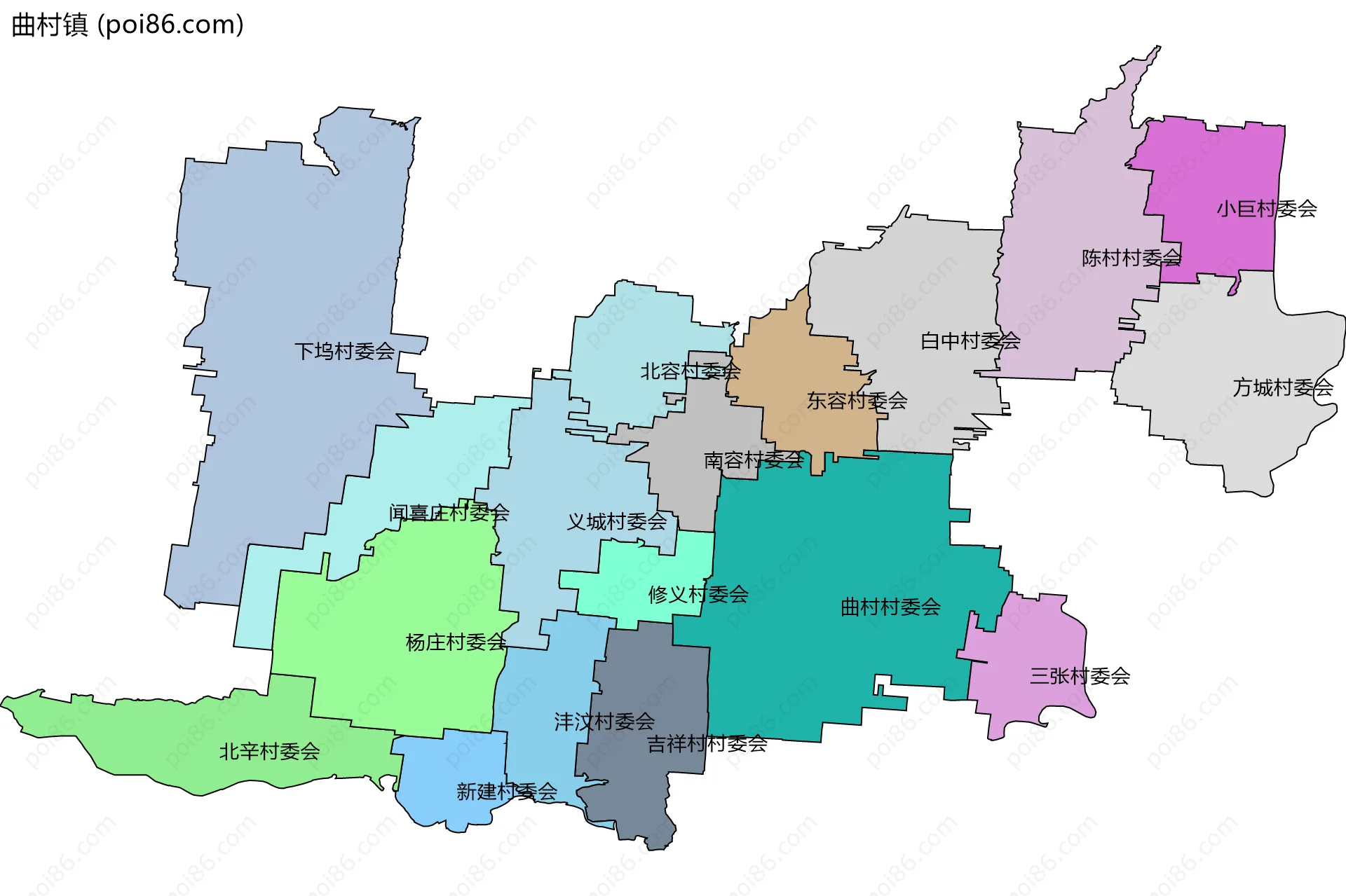 曲村镇边界地图(五级行政区划)