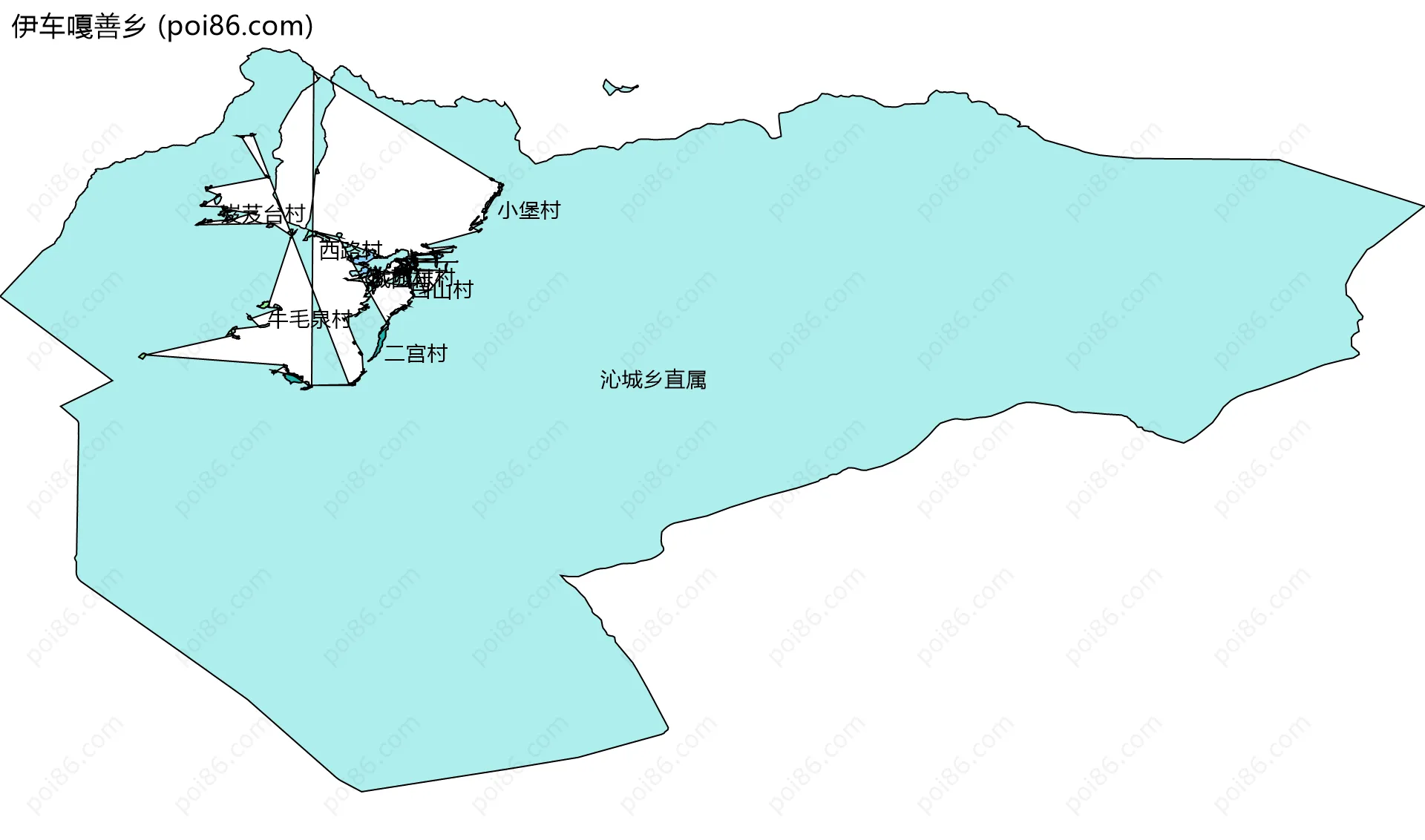 伊车嘎善乡边界地图(五级行政区划)