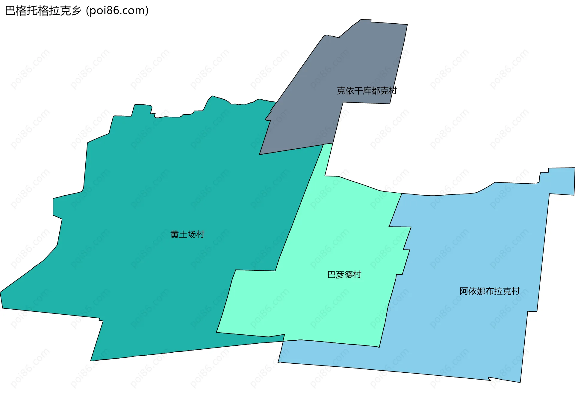 巴格托格拉克乡边界地图(五级行政区划)