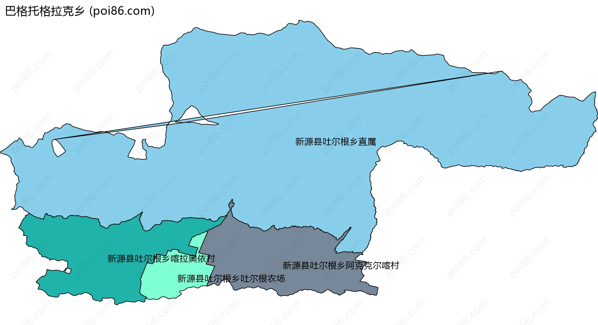 巴格托格拉克乡边界地图(五级行政区划)
