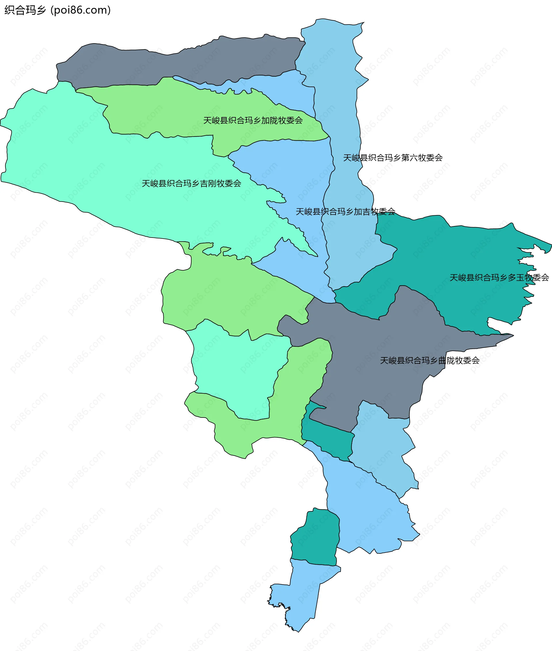 织合玛乡边界地图(五级行政区划)
