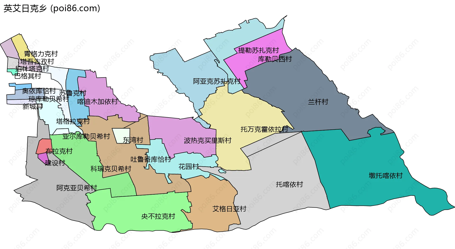 英艾日克乡边界地图(五级行政区划)