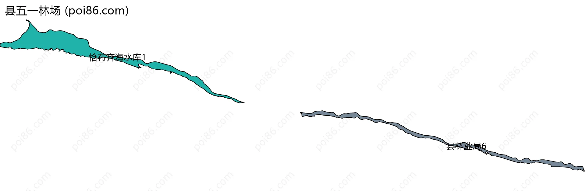 县五一林场边界地图(五级行政区划)