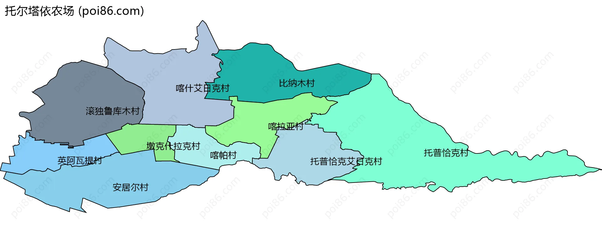 托尔塔依农场边界地图(五级行政区划)