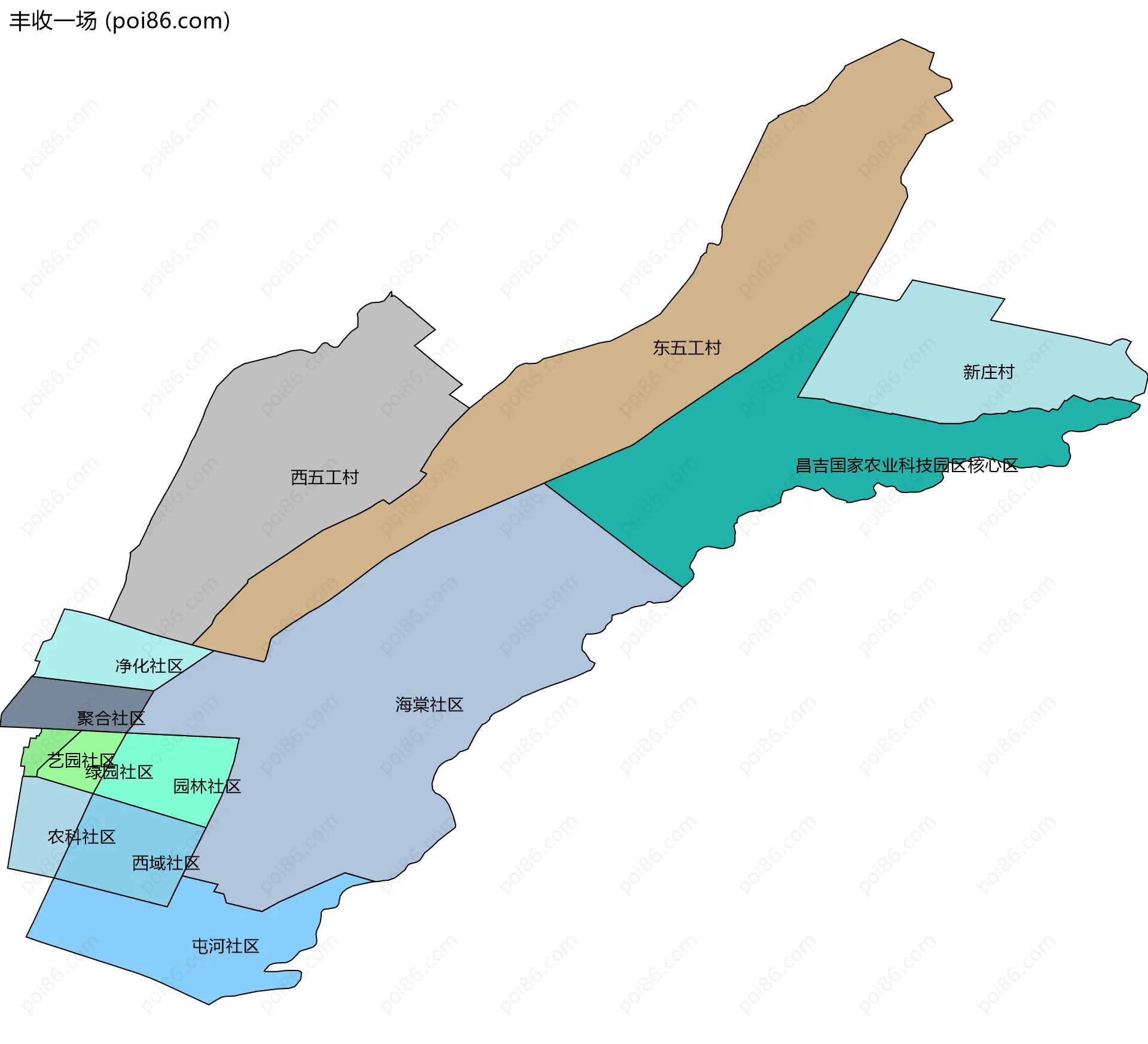 丰收一场边界地图(五级行政区划)