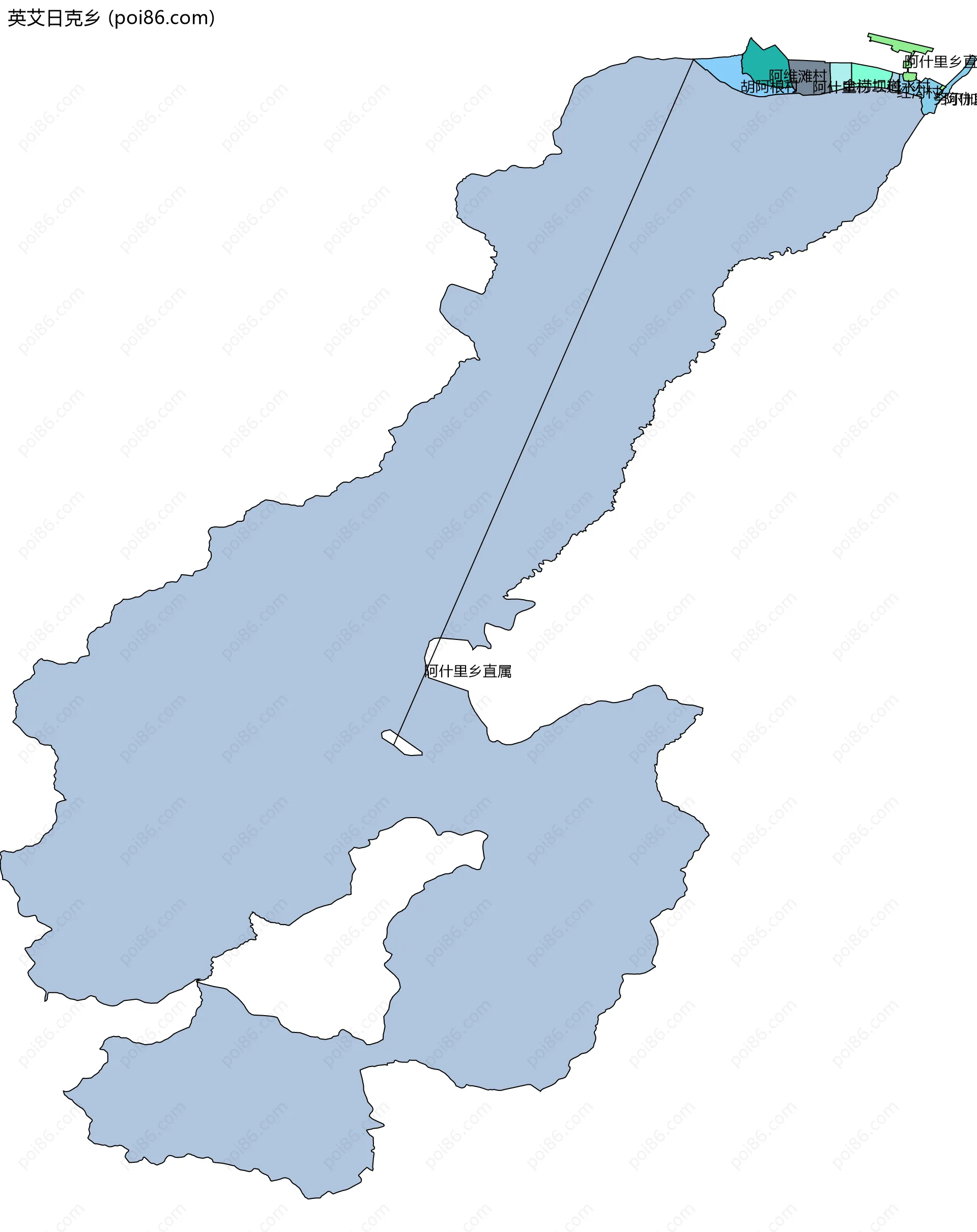 英艾日克乡边界地图(五级行政区划)