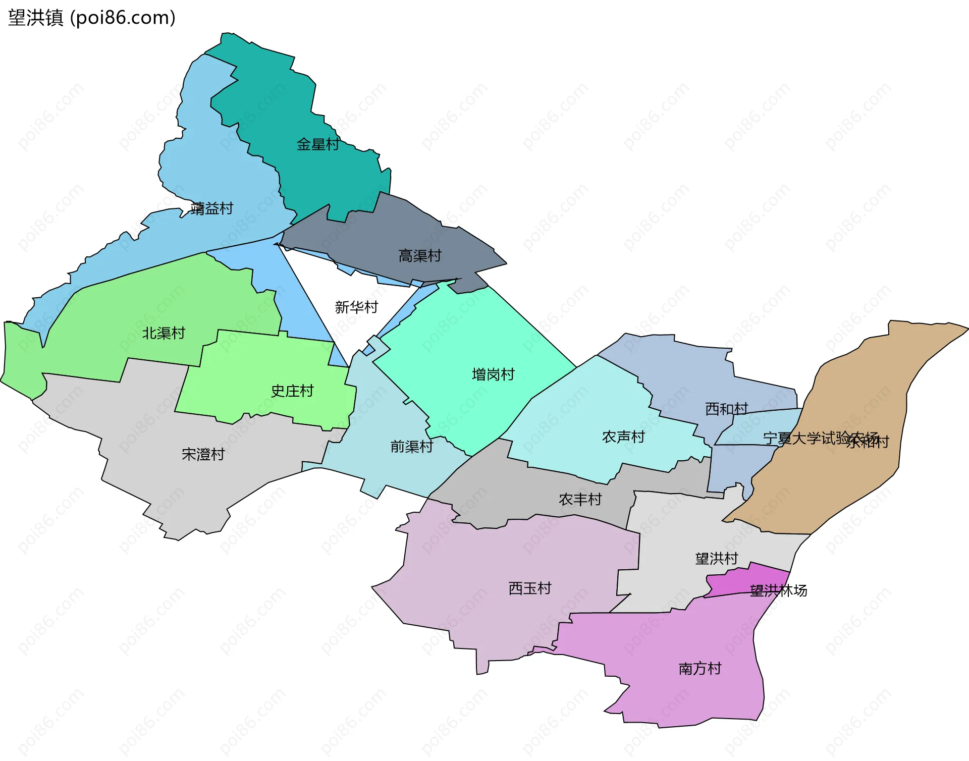 望洪镇边界地图(五级行政区划)