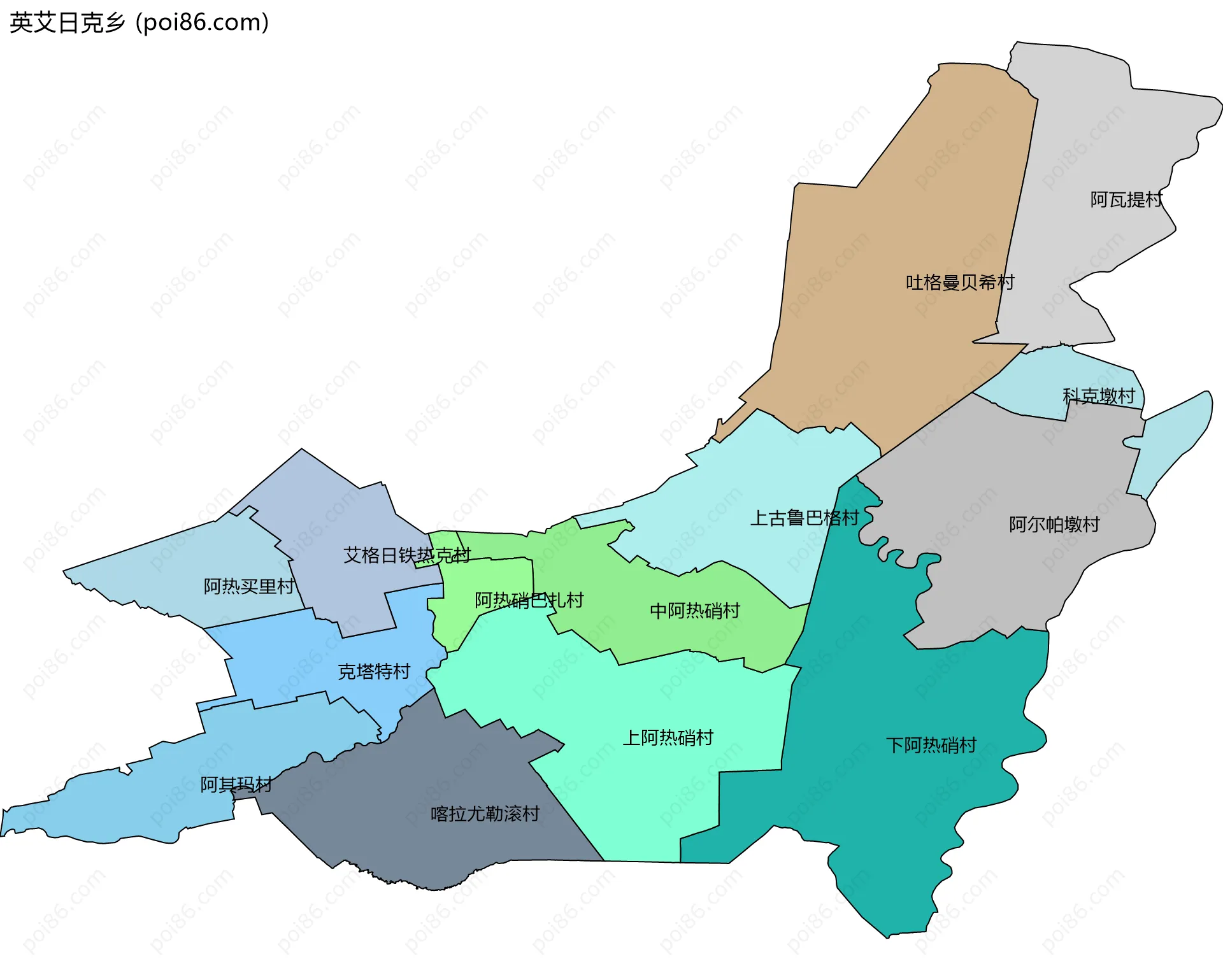 英艾日克乡边界地图(五级行政区划)