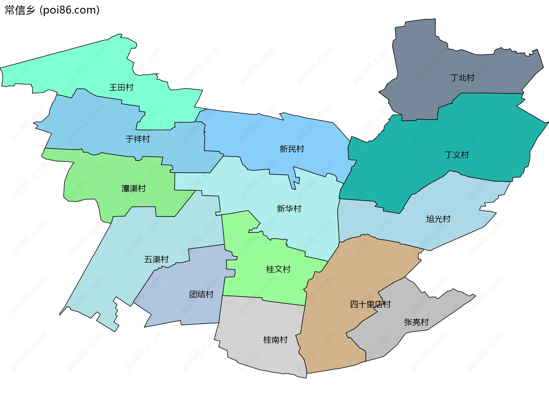 常信乡边界地图(五级行政区划)