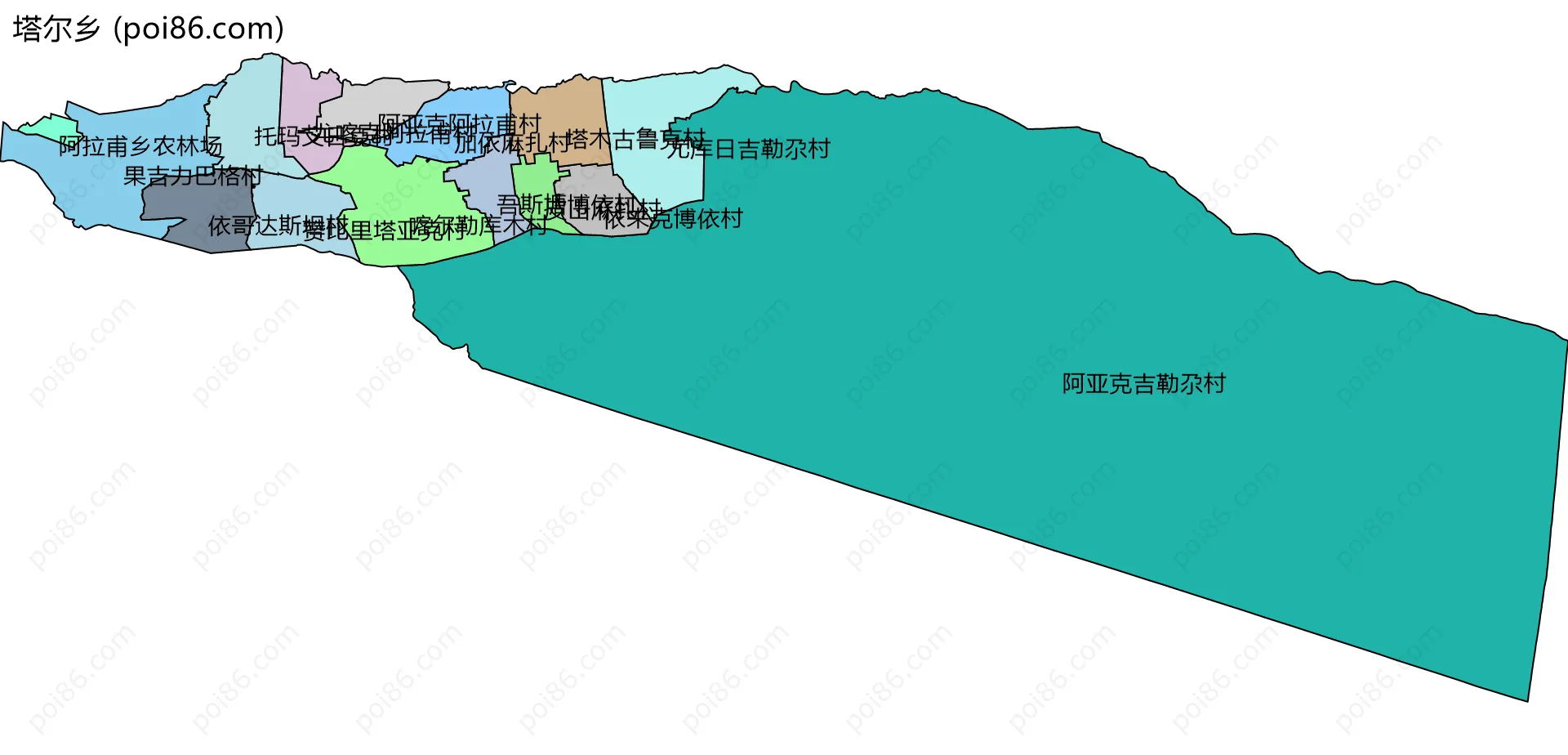 塔尔乡边界地图(五级行政区划)