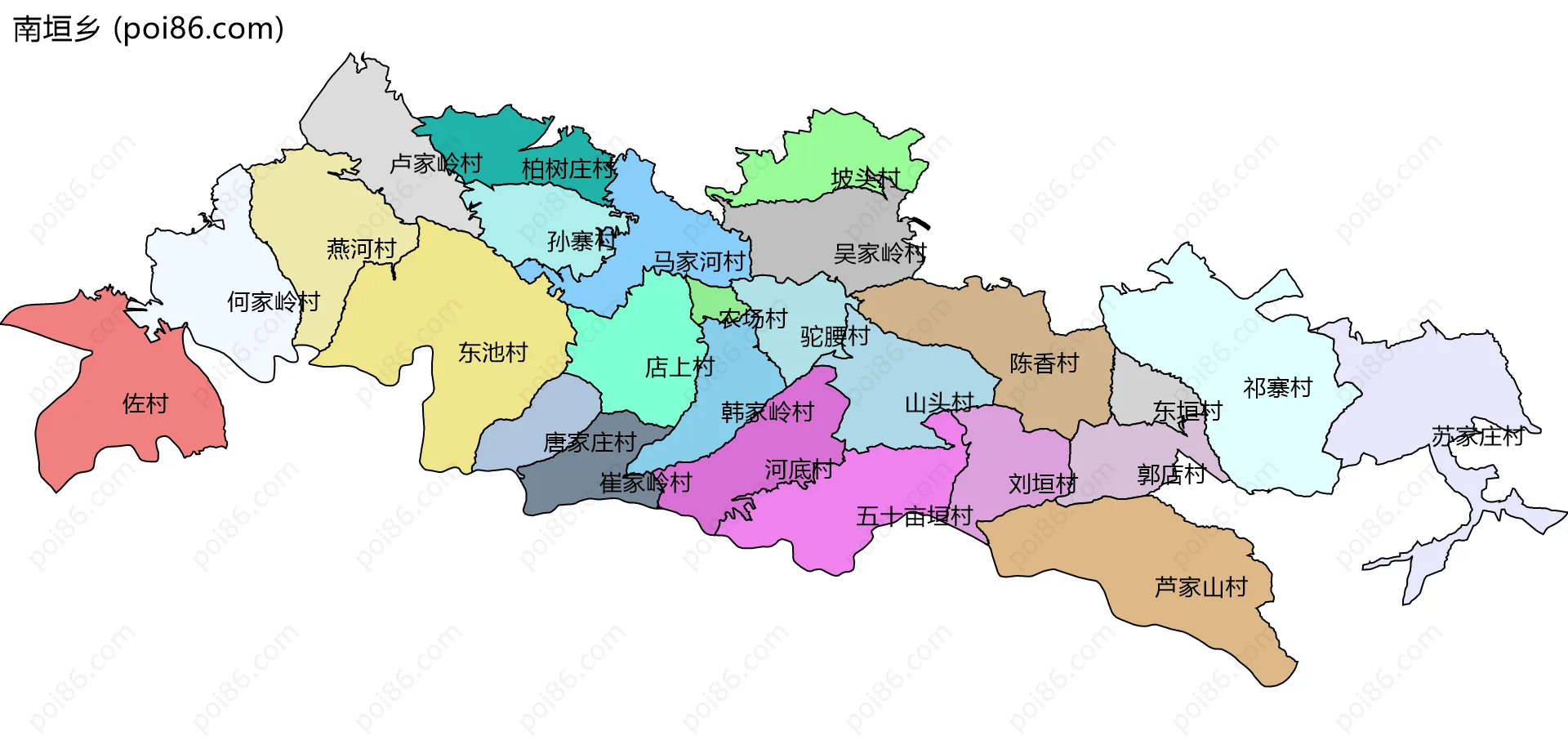 南垣乡边界地图(五级行政区划)