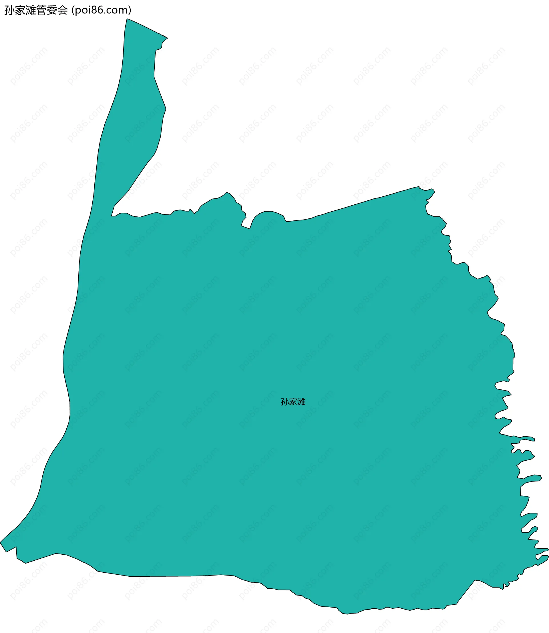 孙家滩管委会边界地图(五级行政区划)