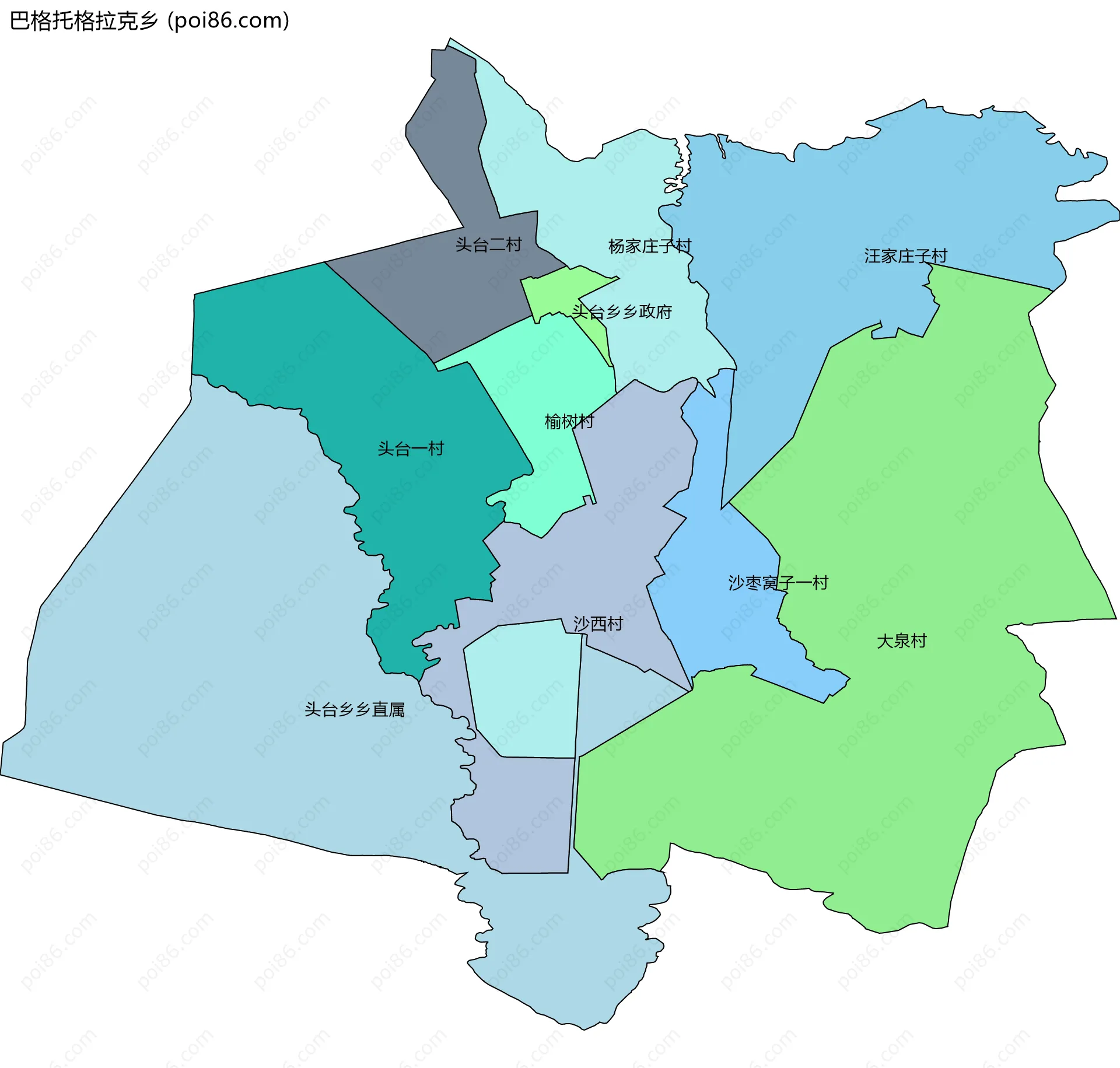 巴格托格拉克乡边界地图(五级行政区划)