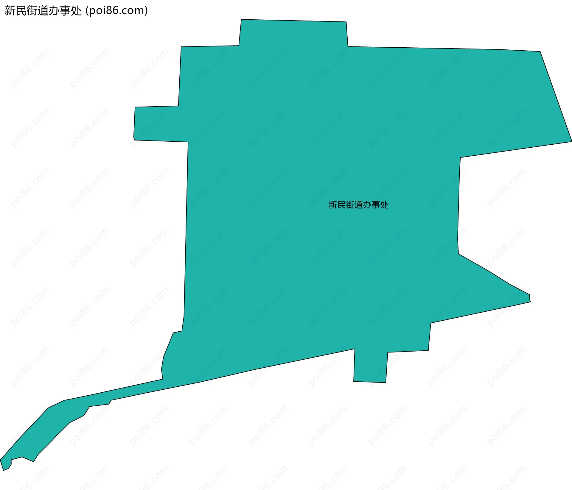 新民街道办事处边界地图(五级行政区划)