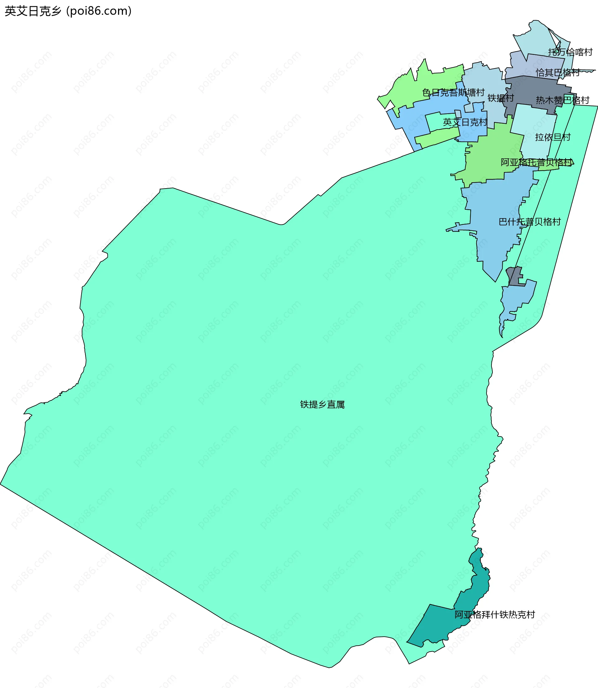 英艾日克乡边界地图(五级行政区划)