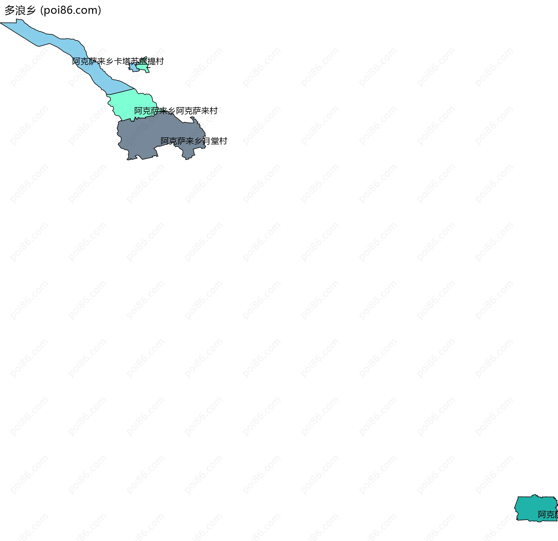 多浪乡边界地图(五级行政区划)