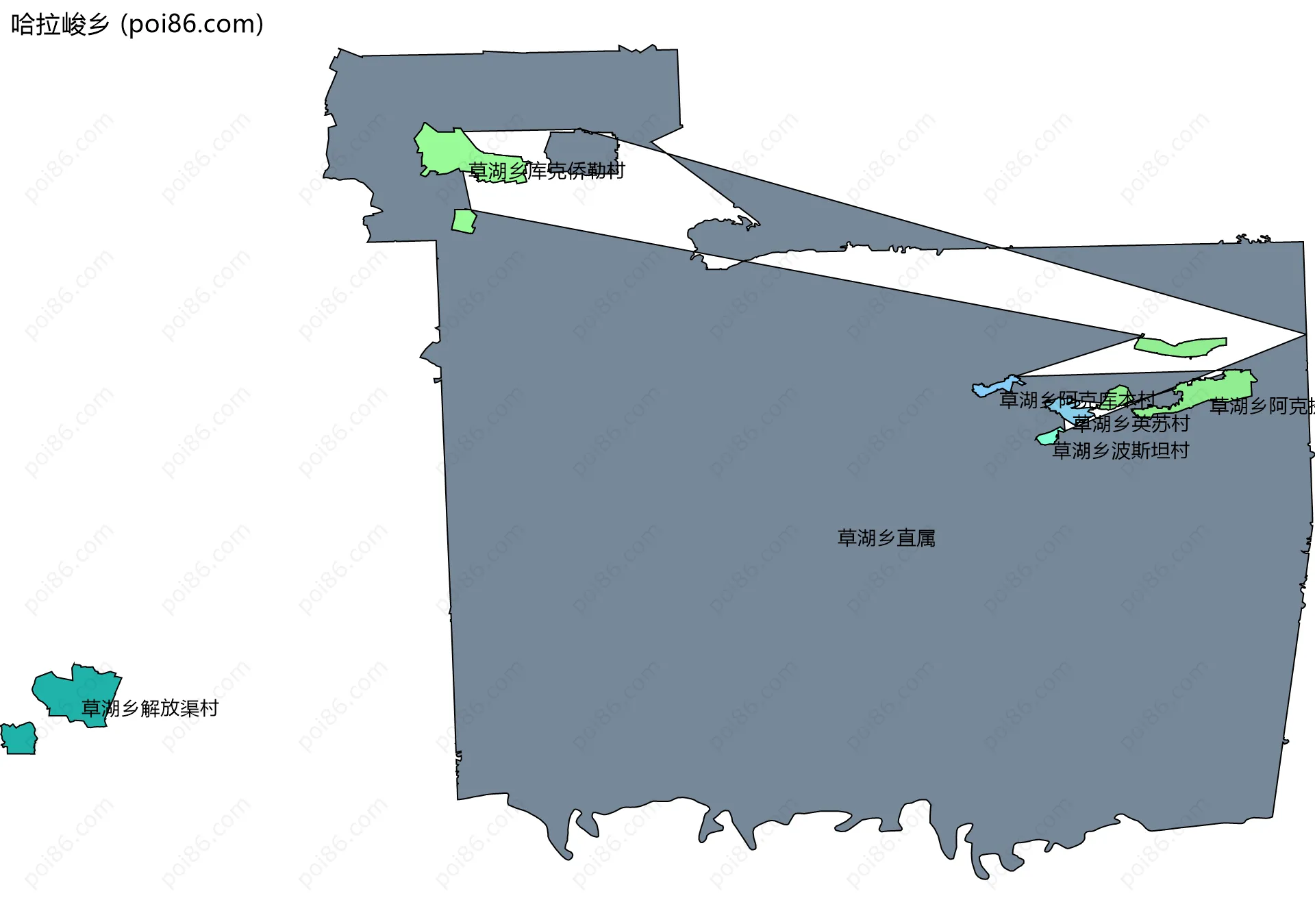 哈拉峻乡边界地图(五级行政区划)