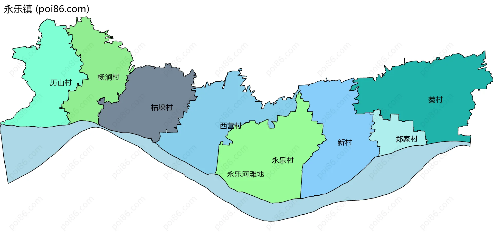 永乐镇边界地图(五级行政区划)