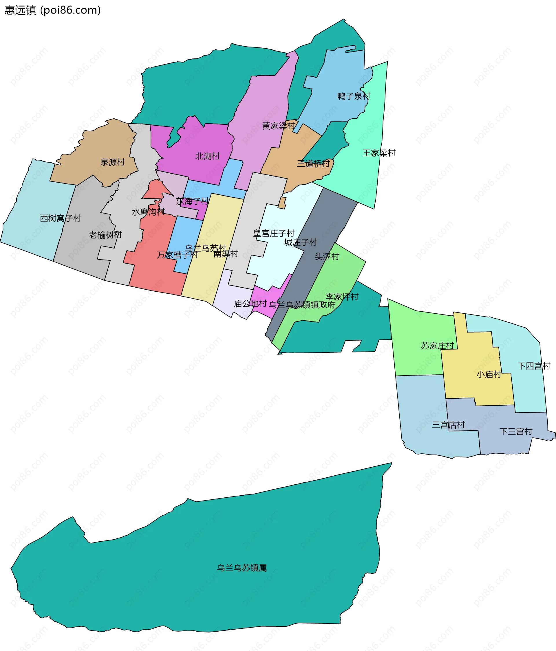 惠远镇边界地图(五级行政区划)