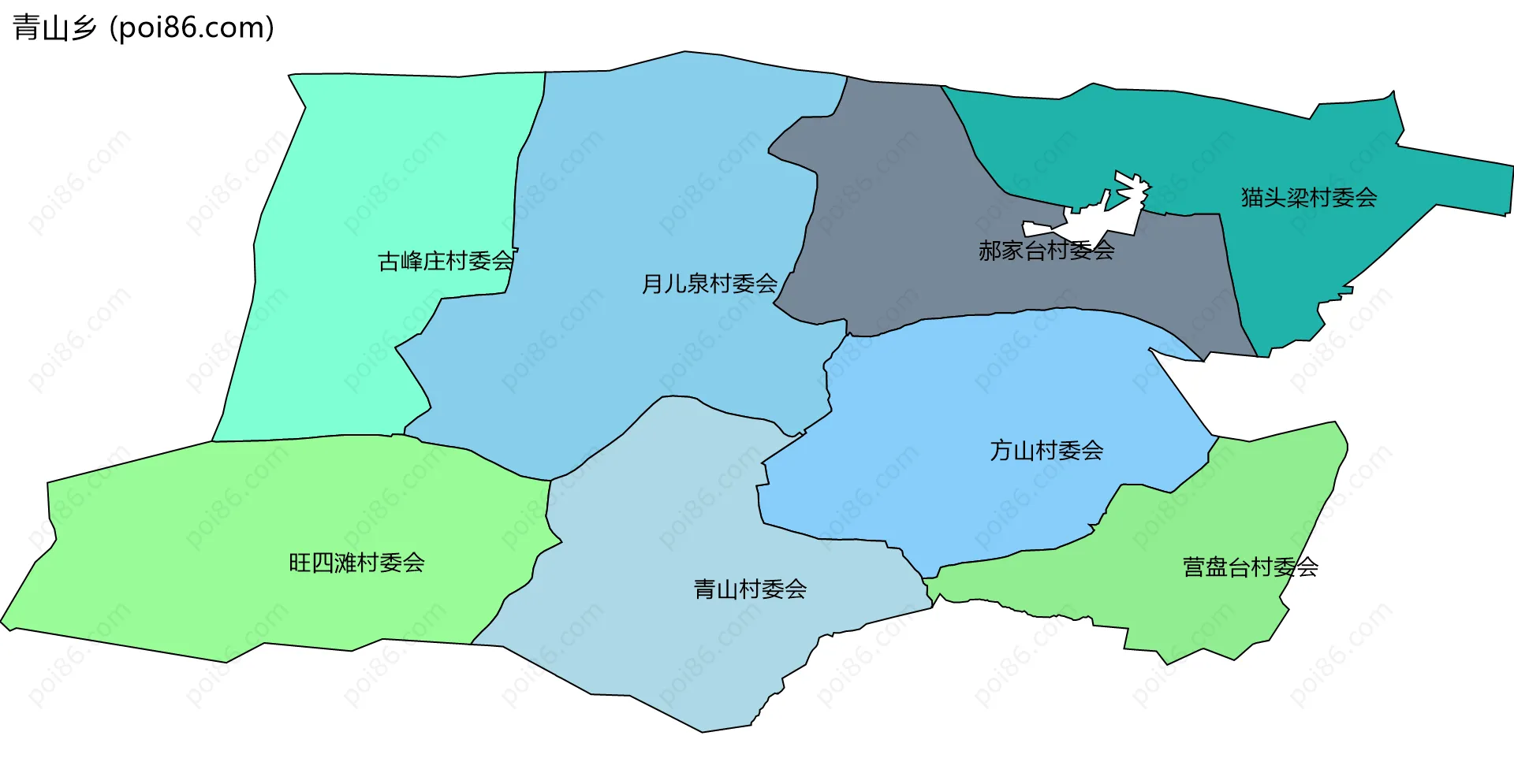 青山乡边界地图(五级行政区划)