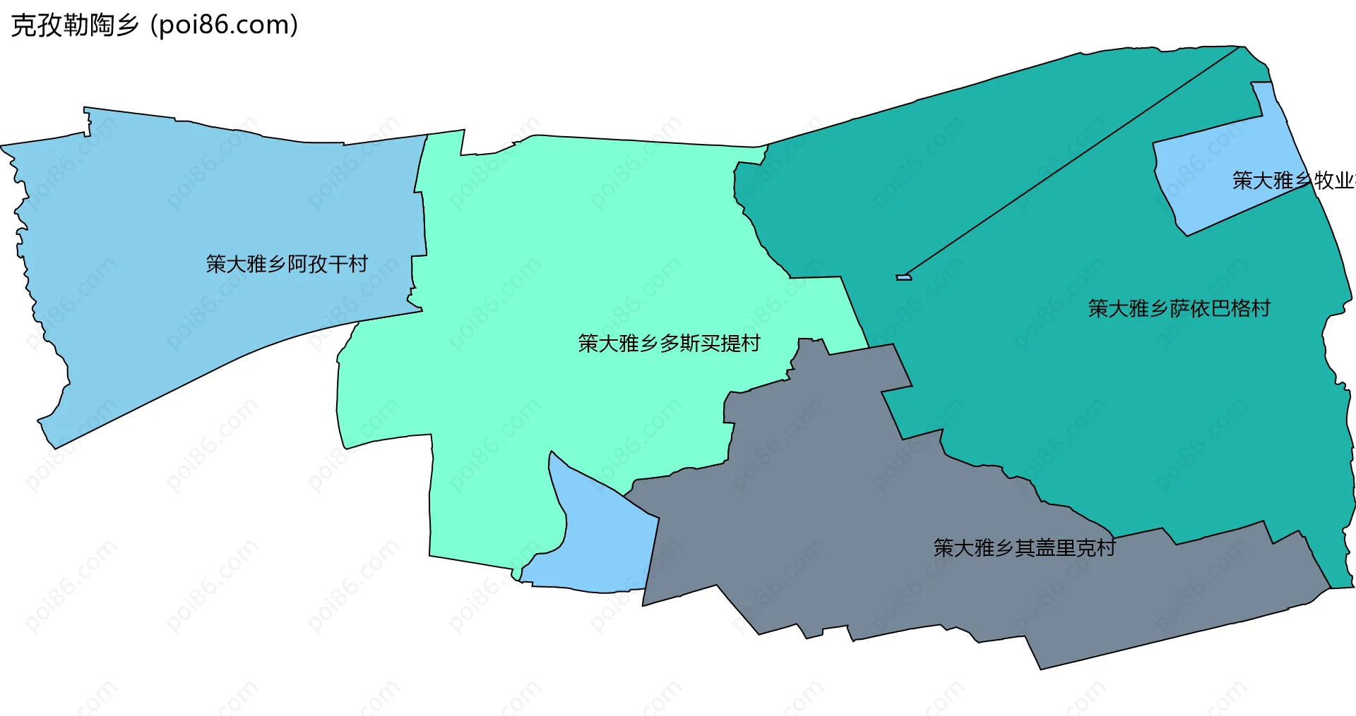 克孜勒陶乡边界地图(五级行政区划)