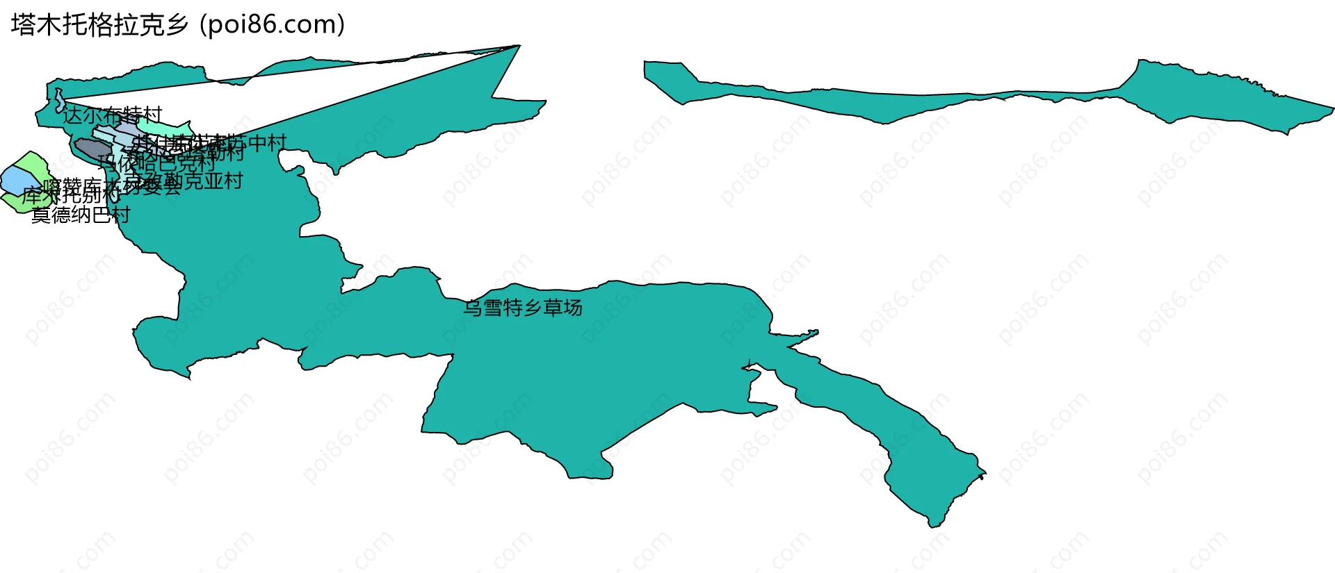 塔木托格拉克乡边界地图(五级行政区划)