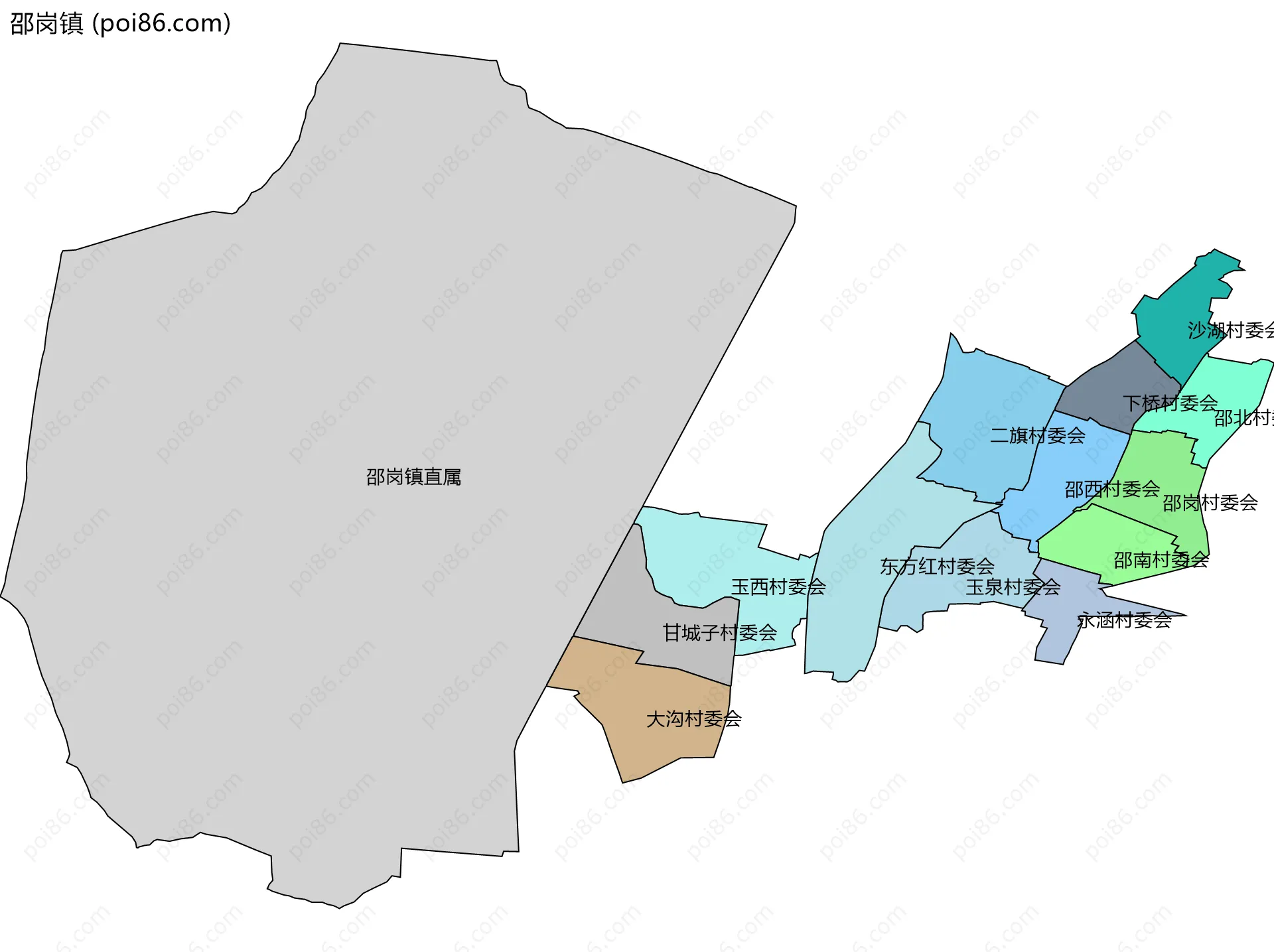 邵岗镇边界地图(五级行政区划)
