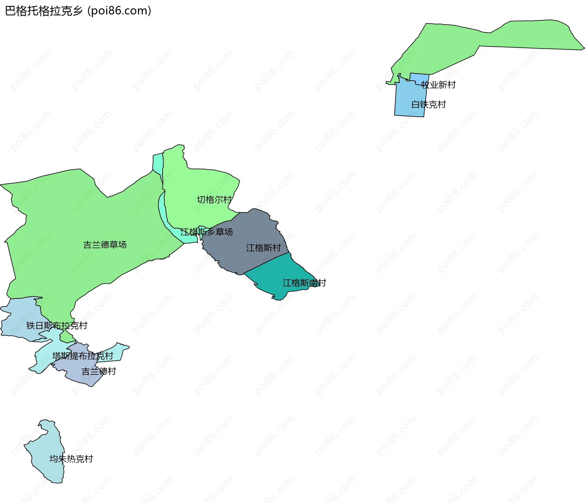 巴格托格拉克乡边界地图(五级行政区划)