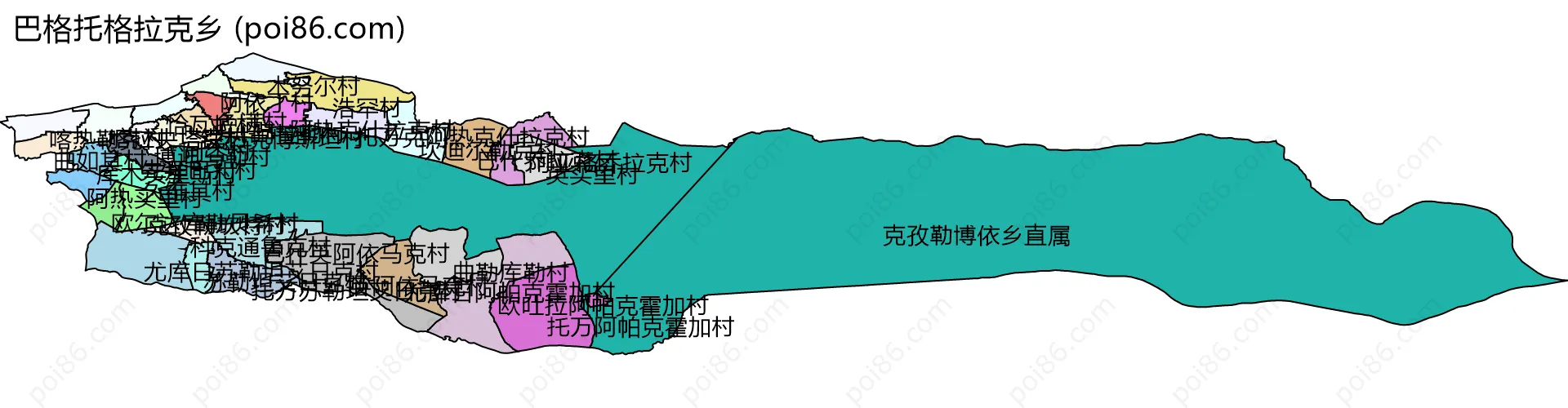 巴格托格拉克乡边界地图(五级行政区划)