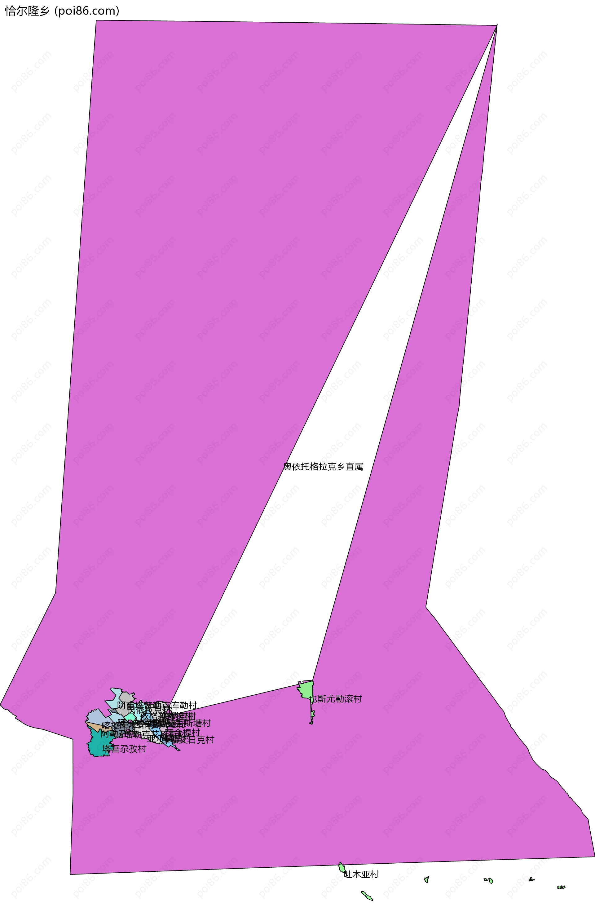 恰尔隆乡边界地图(五级行政区划)
