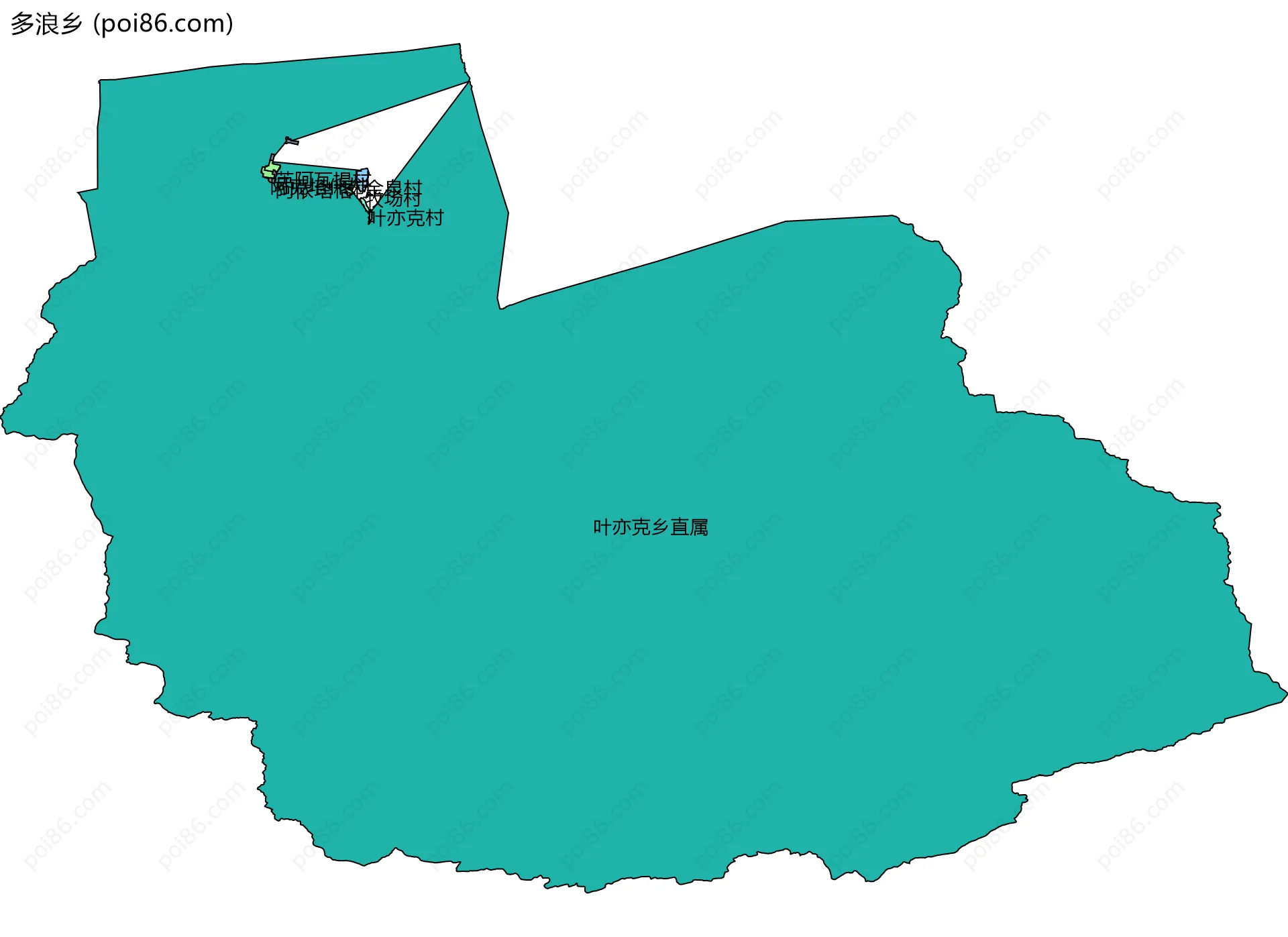 多浪乡边界地图(五级行政区划)